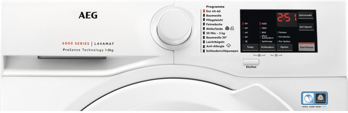 AEG Waschmaschine »L6FBA51480 914913590«, 8 kg, 1400 U/min, Hygiene-/ Anti-Allergie Programm mit Dampf