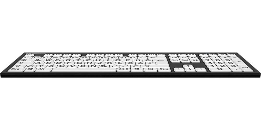 Logickeyboard Slimline-Tastatur »XL-Print Black on White DE (PC/Nero)«, (Ziffernblock-USB-Hub)