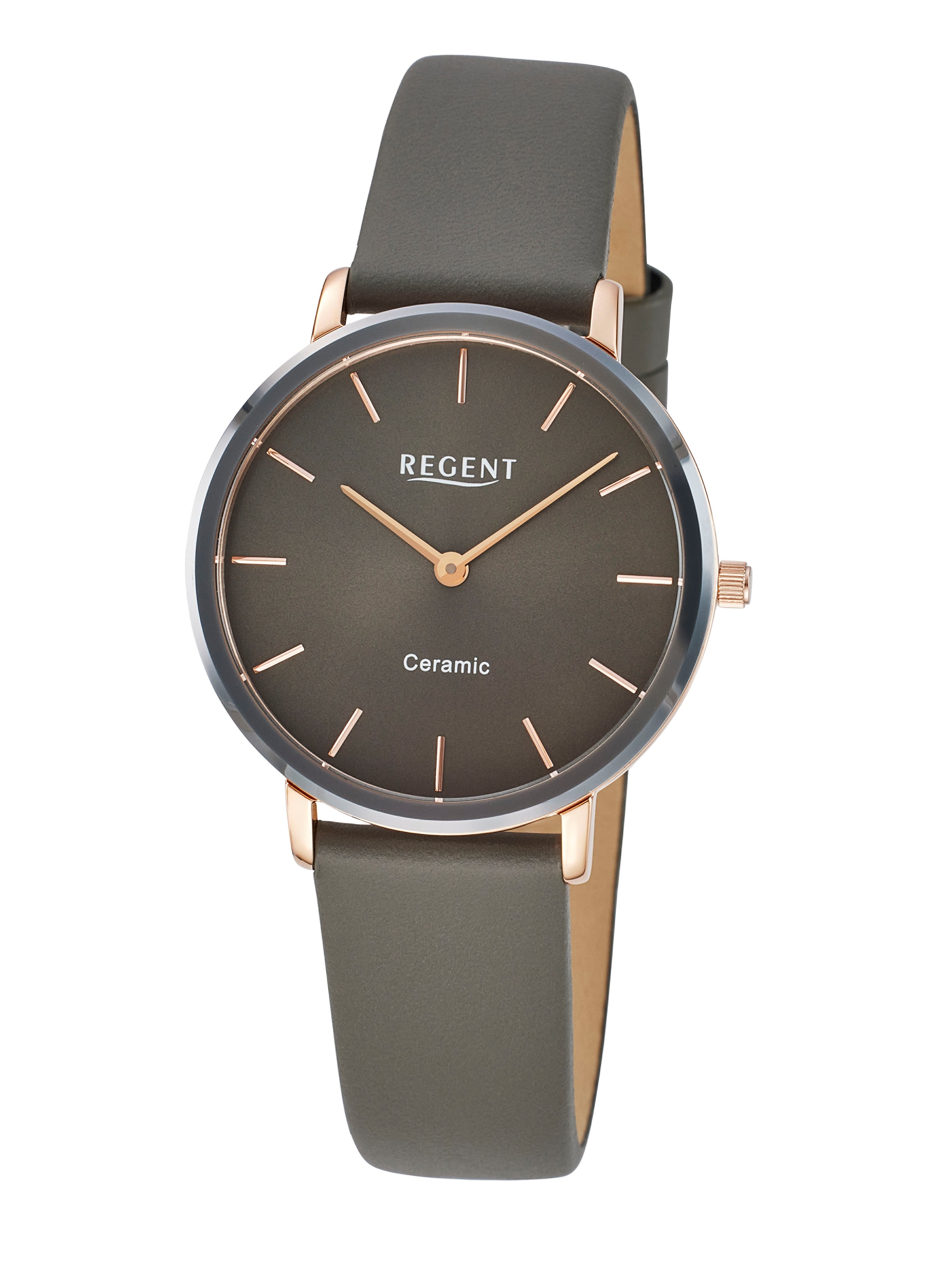 Regent Quarzuhr Armbanduhr, Damenuhr, Lederarmband, analog