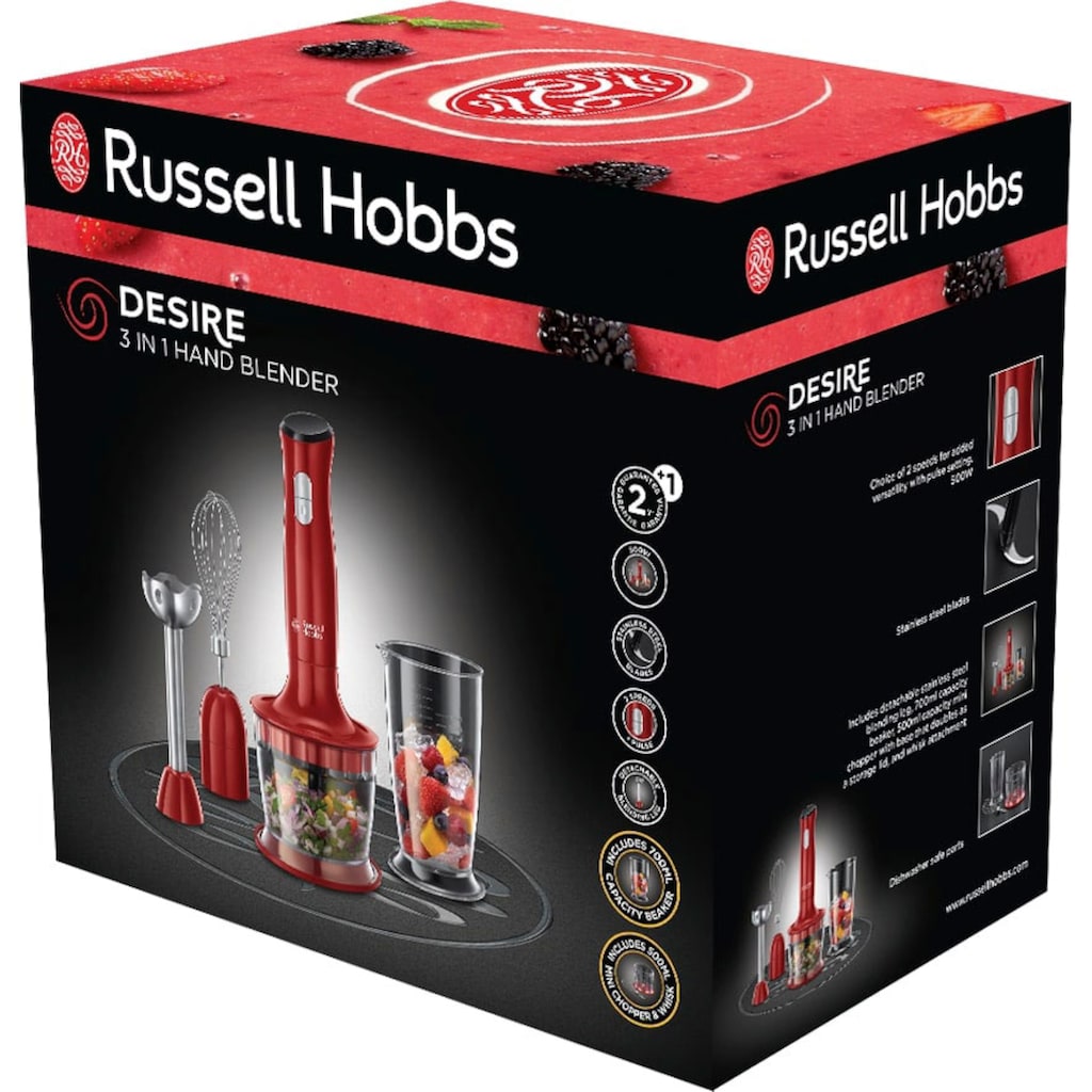 RUSSELL HOBBS Stabmixer »Desire 3in1 24700-56«, 500 W, 2 Geschwindigkeitsstufen, Edelstahlmesser, spülmaschinengeeignet