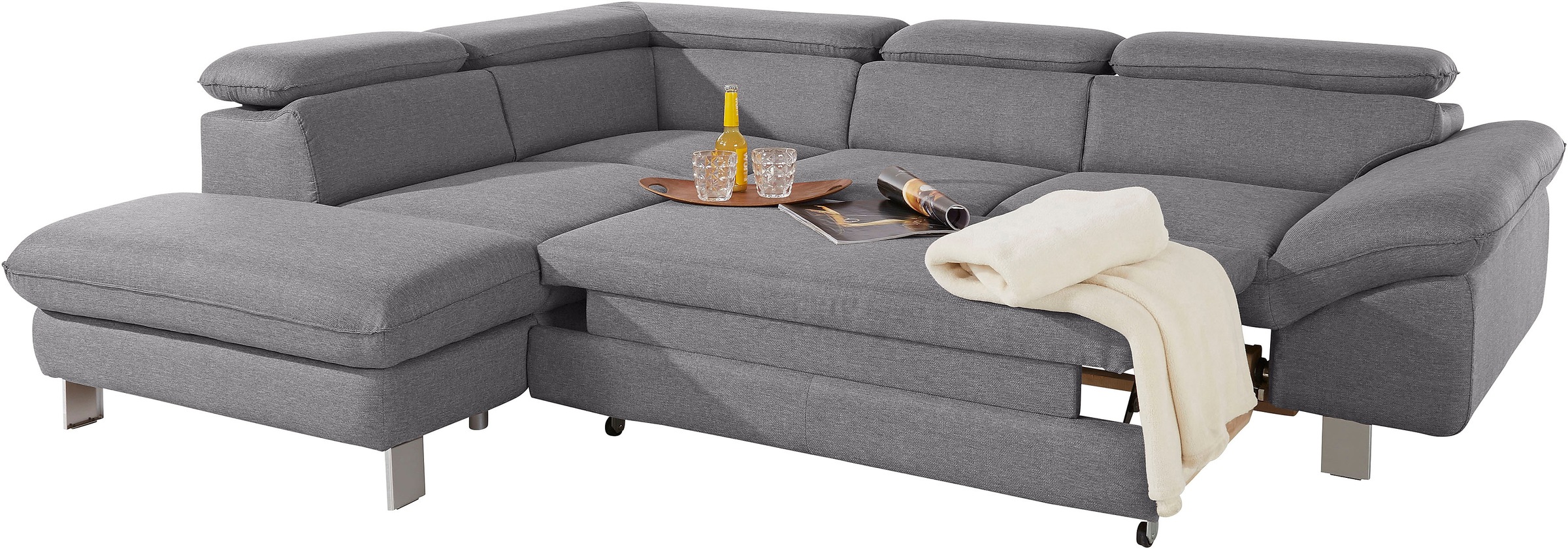 COTTA Ecksofa »Driver L-Form«, mit Kopfteilverstellung, wahlweise mit Bettfunktion & Bettkasten