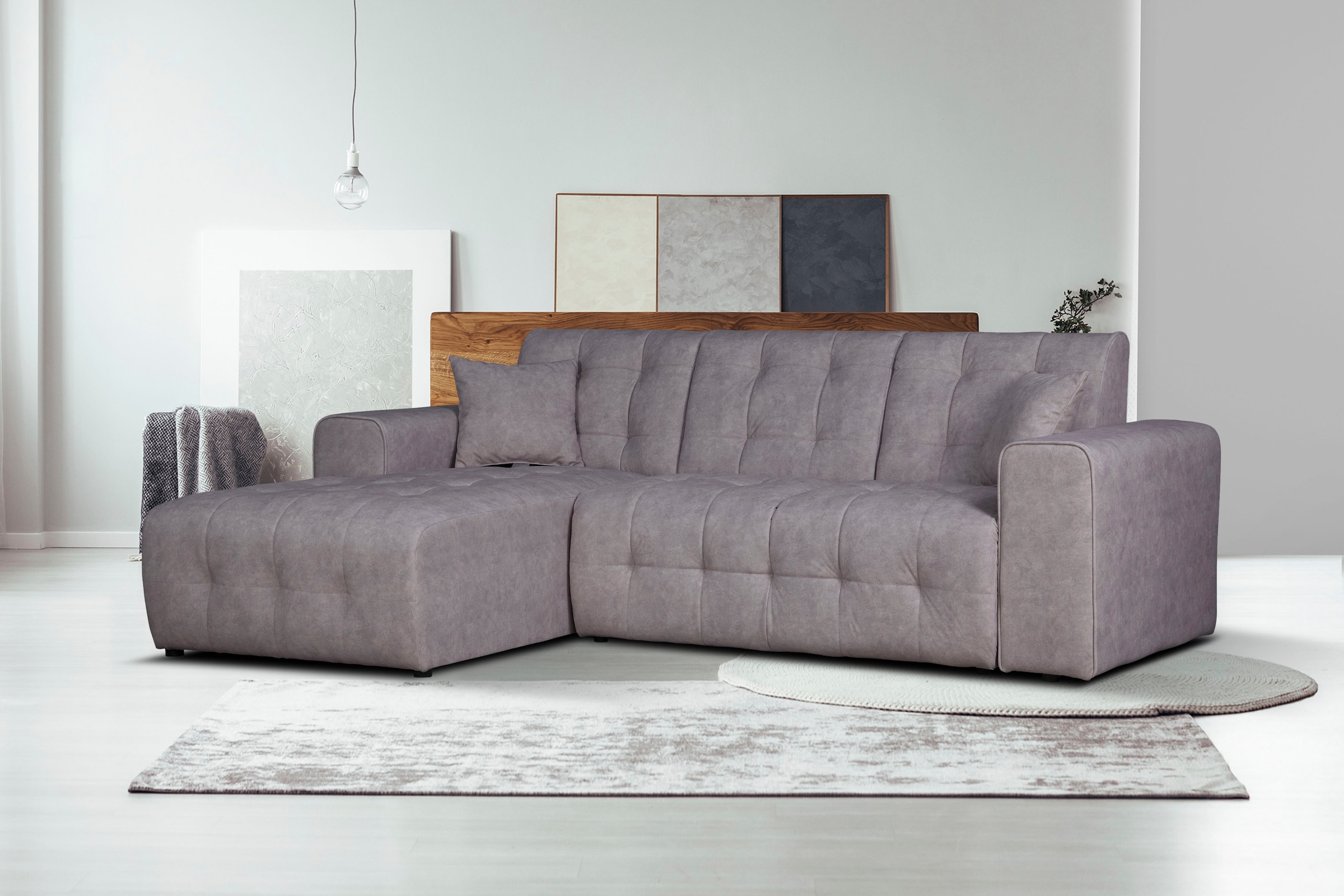 Home affaire Ecksofa »Nosia L-Form«, incl. 2 Zierkissen, mit feiner Steppun günstig online kaufen