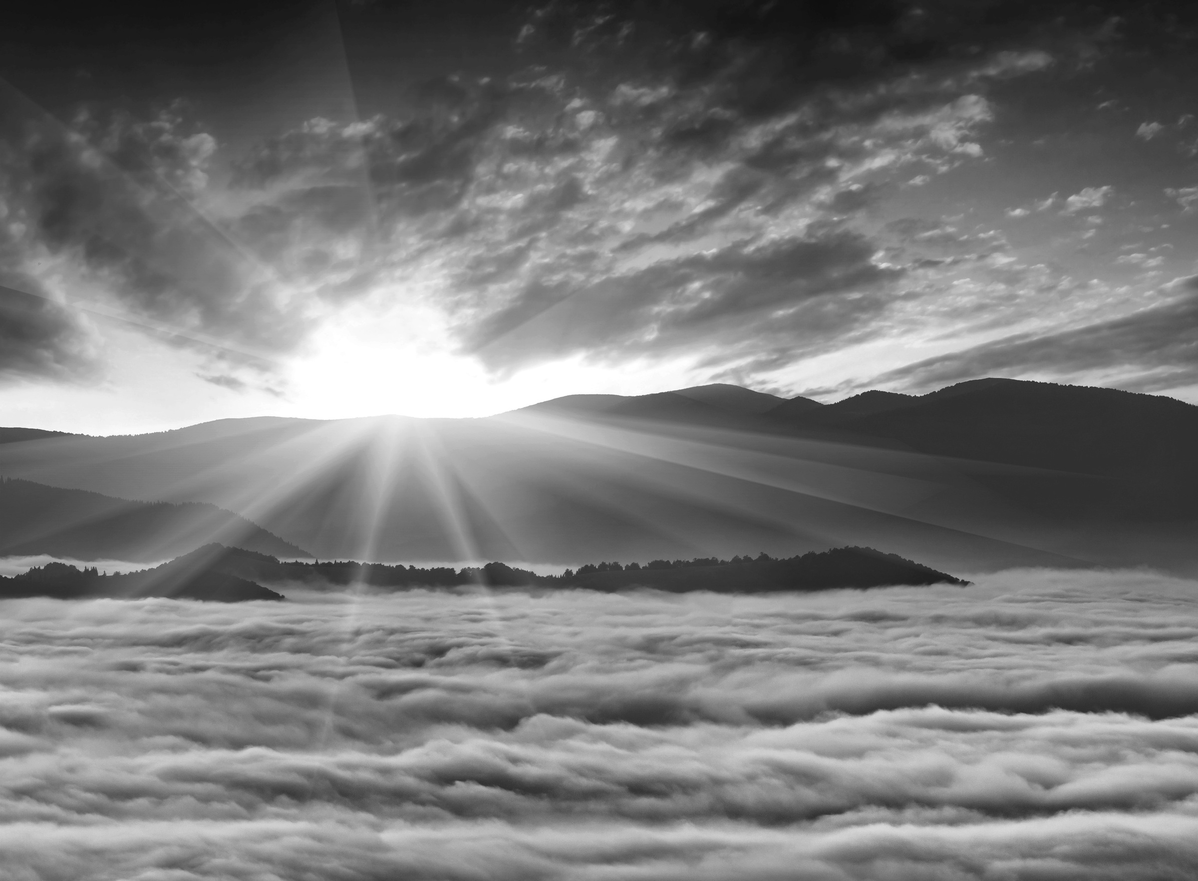 Papermoon Fototapete »Landschaft Schwarz & Weiß« günstig online kaufen