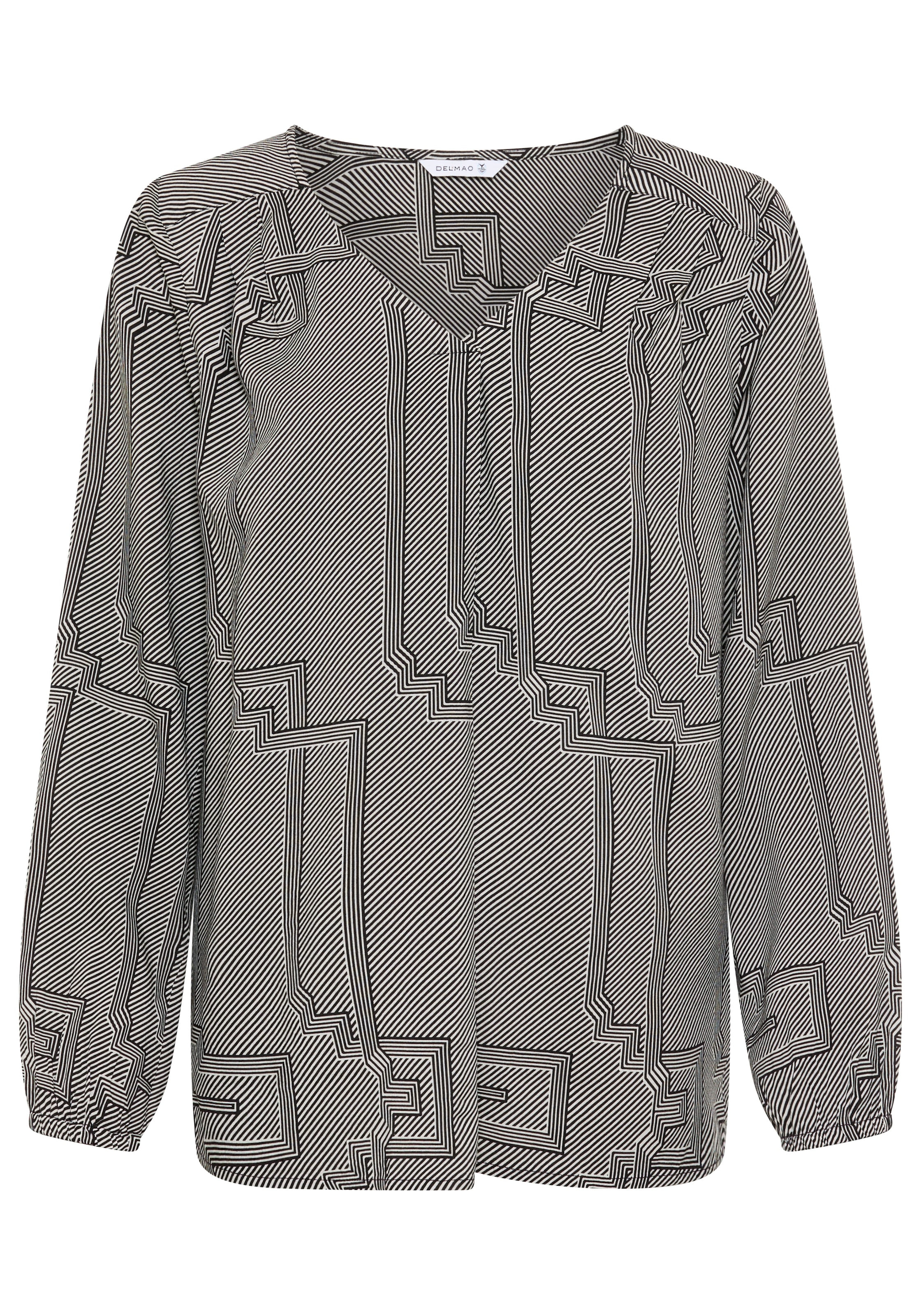 DELMAO Schlupfbluse femininer Stil, Langarm, aus Viskose, mit V-Ausschnitt