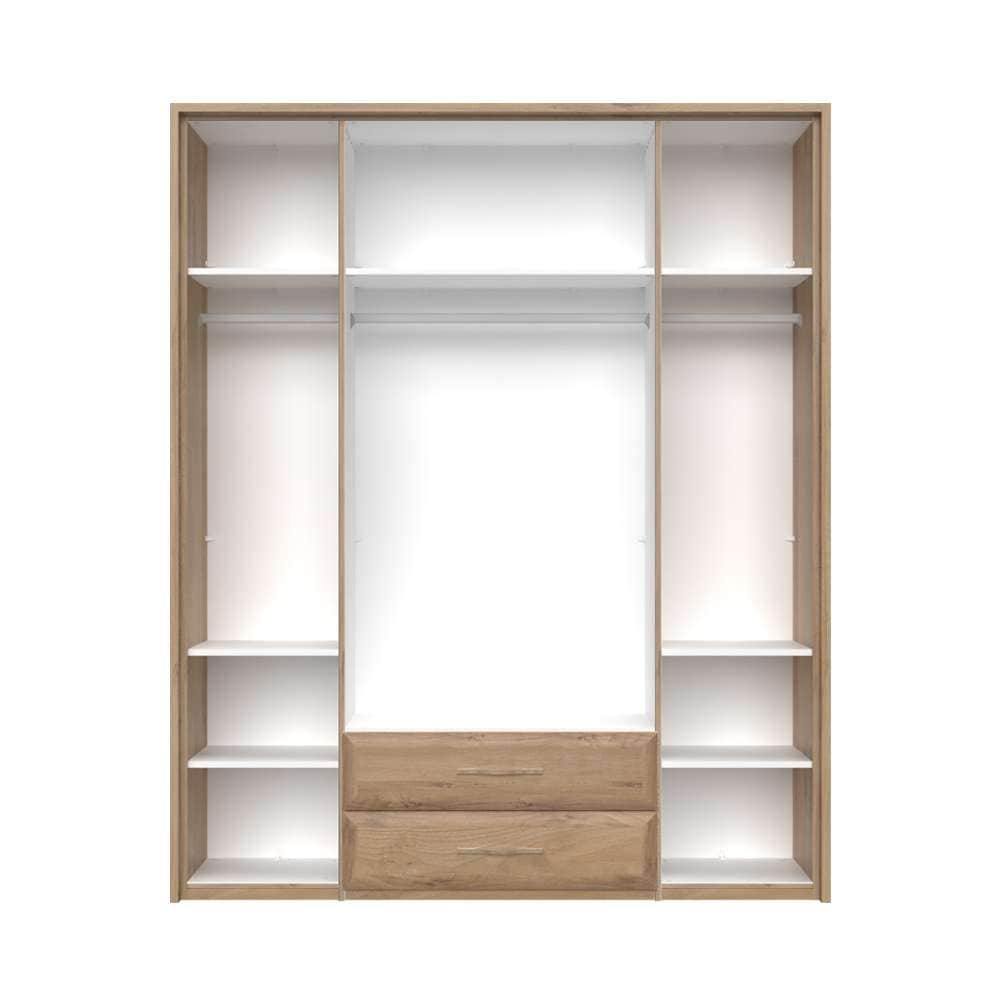 Home affaire Kleiderschrank »Gala, beige hochglänzend UV lackiert, kratzfest, FSC-zertifiziert«, (abgerundete Schubladen aus MDF im Holzdekor, soft-close), mit Beleuchtung und Passpartourahmen, hoher Schrank (224cm), 4 Breiten