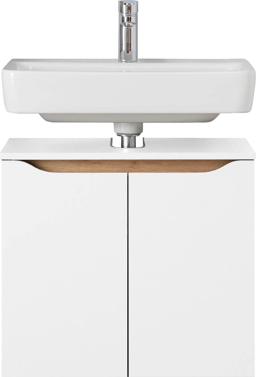Saphir Badmöbel-Set »Quickset 5-teilig, Waschbeckenunterschrank mit LED-Spiegelschrank«, (5 St.), Unterschrank, Hängeschrank, Midischrank, inkl. Türdämpfer, 9 Türen