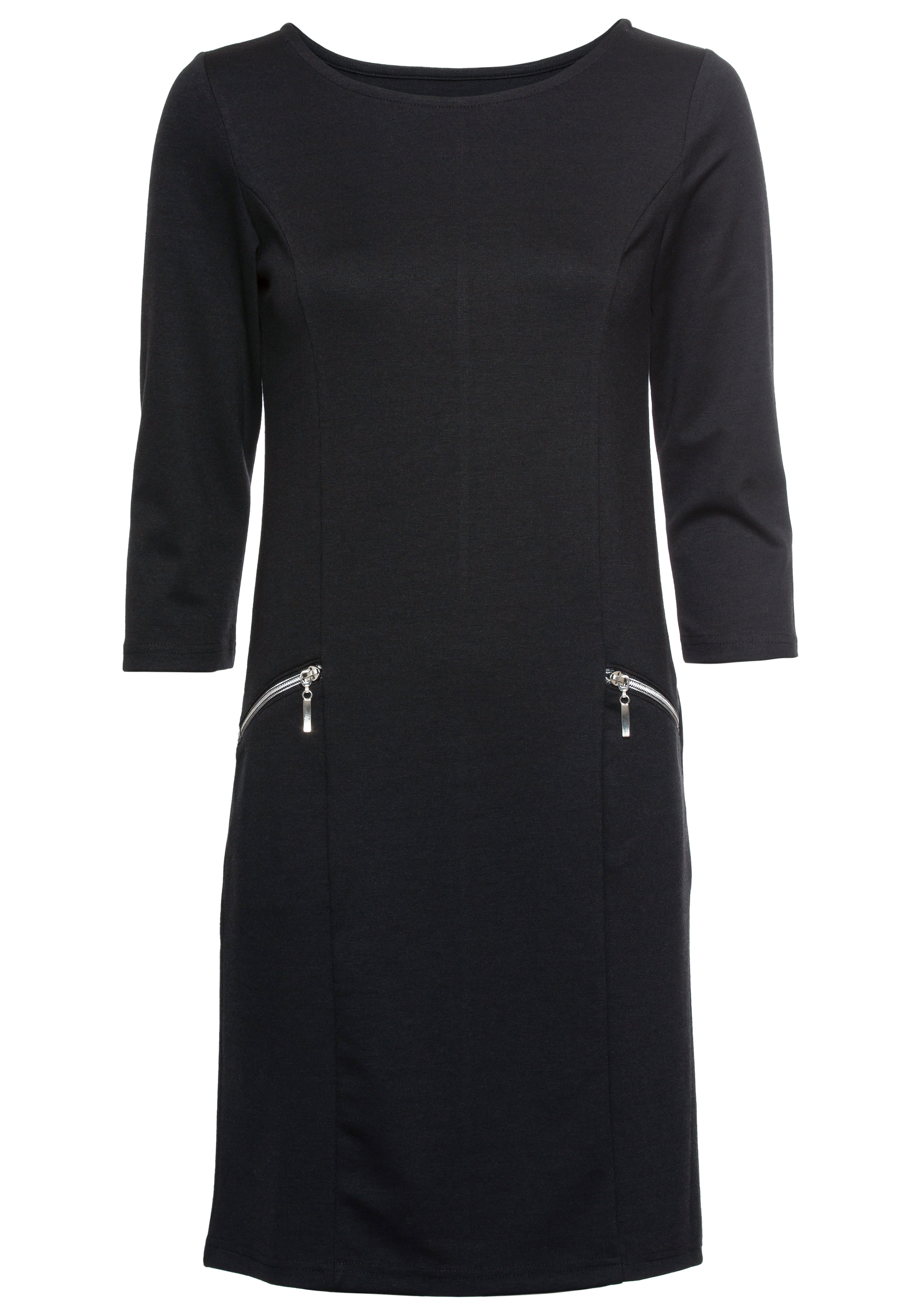 Laura Scott Jerseykleid Ziertaschen festlich,  kurzes Kleid,  figurbetont,  aus Milano-Ribstoff