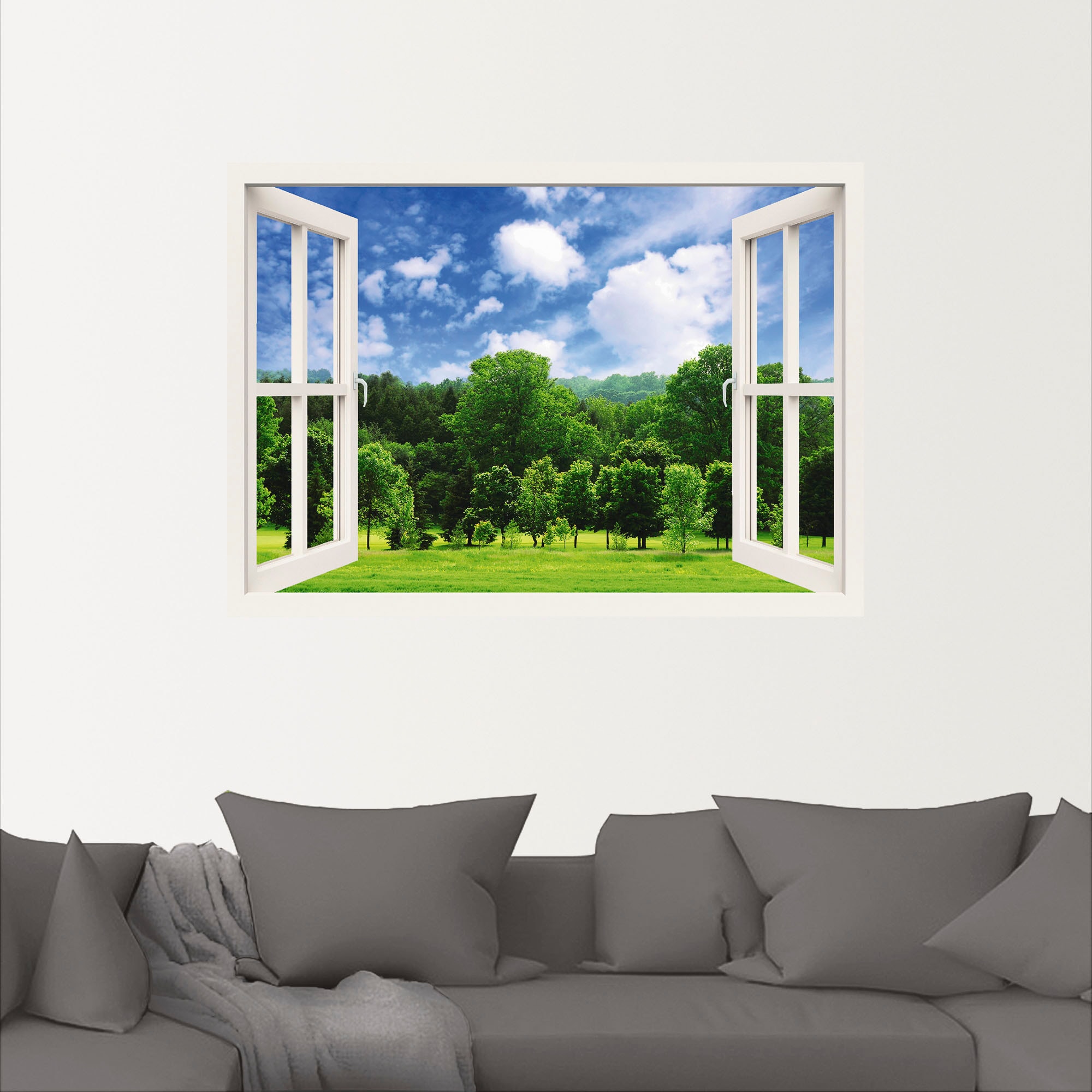 Artland Wandbild »Fensterblick - Grüner Wald«, Fensterblick, (1 St.), als  Leinwandbild, Wandaufkleber oder Poster in versch. Größen online kaufen