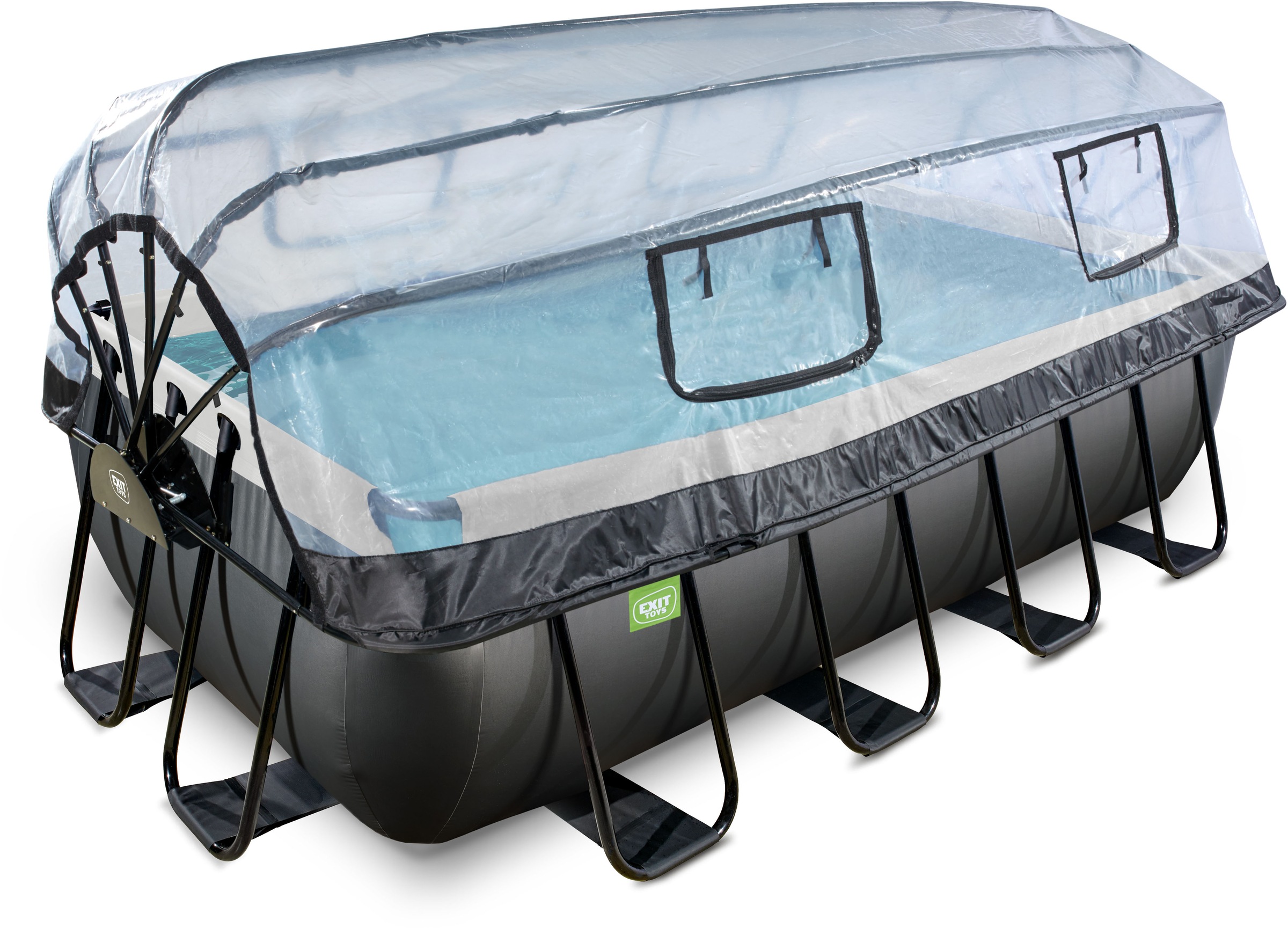 EXIT Framepool »inkl. Poolabdeckung und Wärmepumpe«, (Set, 5 tlg.), 5-tlg., BxLxH: 200x400x100 cm, mit Sandfilteranlage und Poolleiter