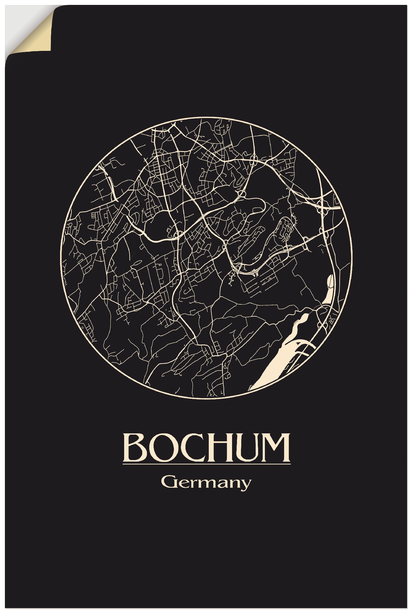 Artland Wandfolie »Retro Karte Bochum Deutschland Kreis«, Deutschland, (1 S günstig online kaufen