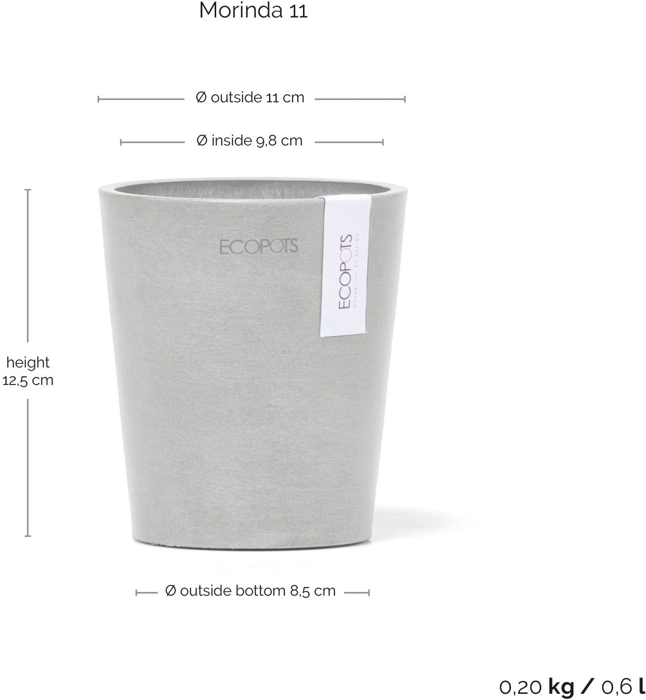 ECOPOTS Blumentopf »Morinda Orchidee 11 Weißgrau« für den Innenbereich