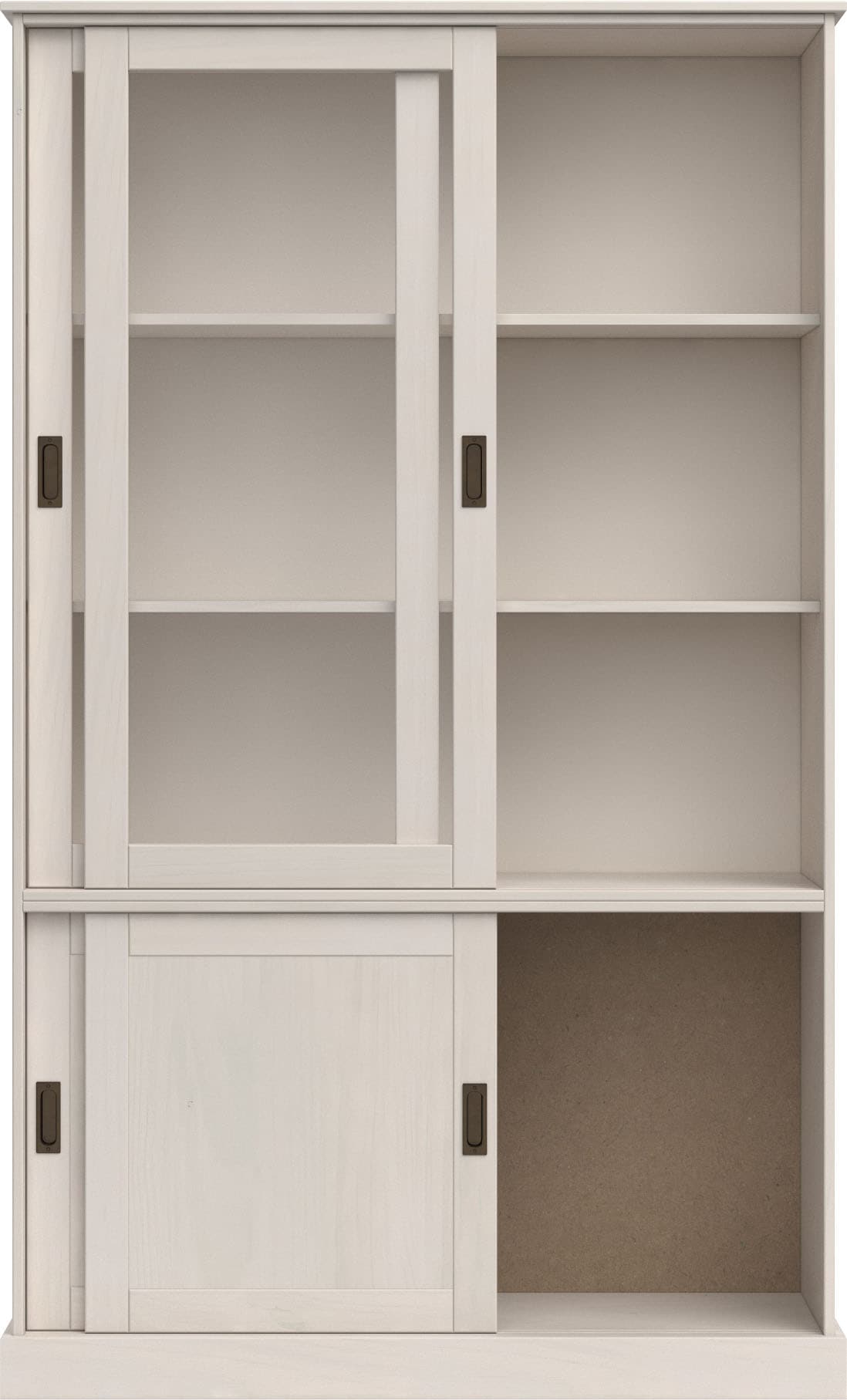 Home affaire Vitrine »Schröder«, mit 2+2 Schiebetüren, aus massivem Kiefernholz, Breite 114 cm
