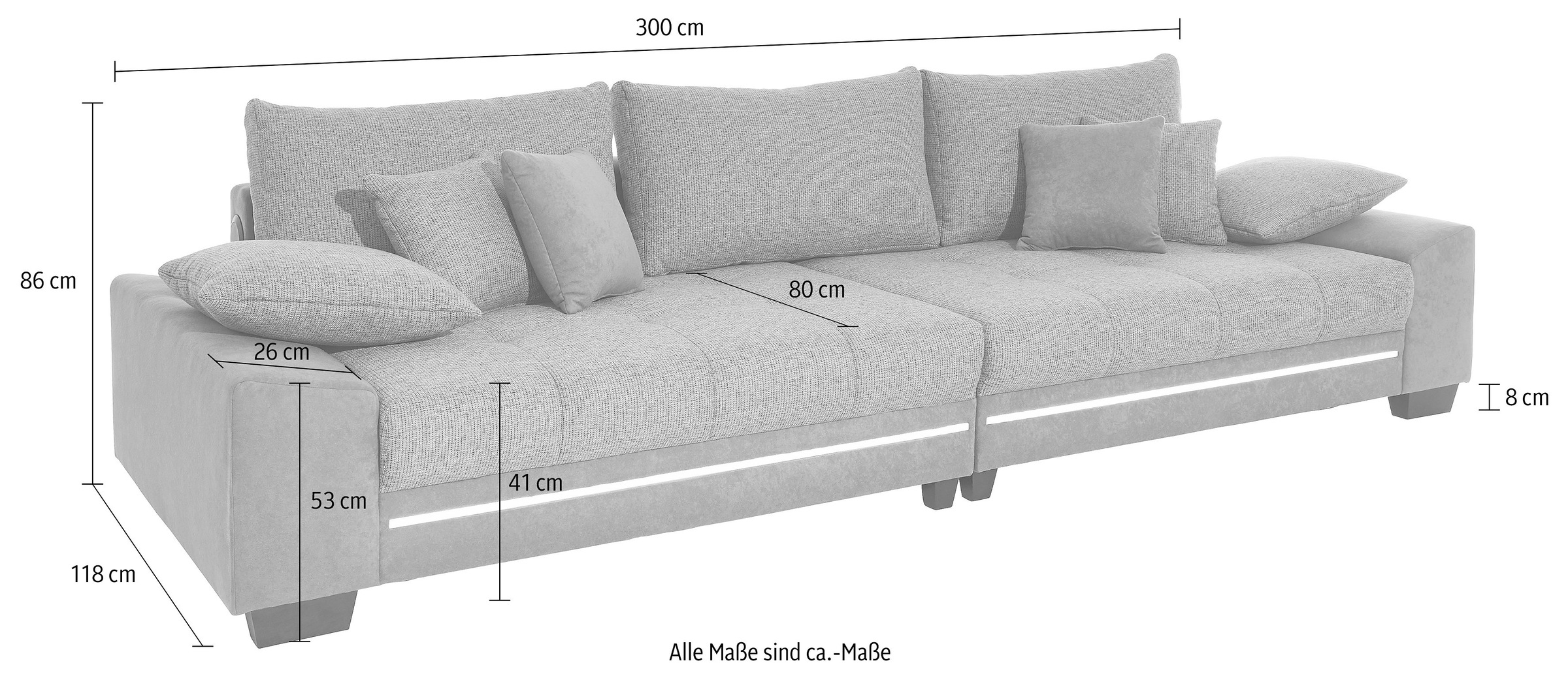 Mr. Couch Big-Sofa »Nikita«, wahlweise mit Kaltschaum (140kg Belastung/Sitz) und Bluetooth-Sound