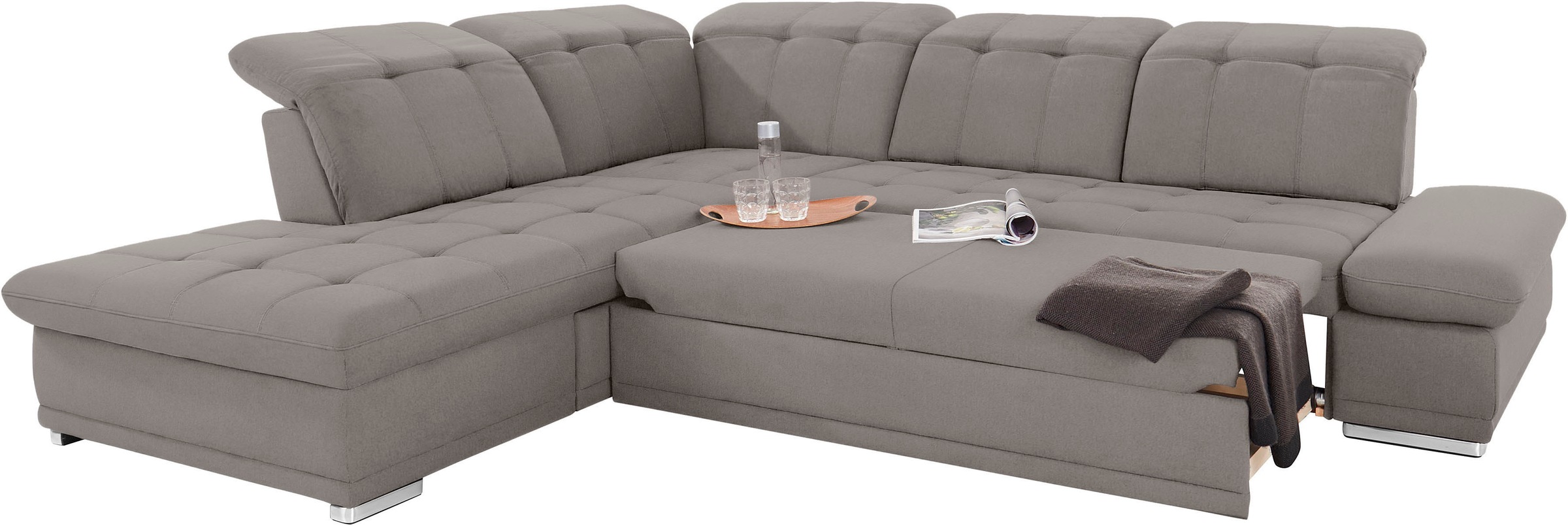 COTTA Ecksofa »Holiday L-Form mit Sitztiefen-, Armteil- und Kopfteilverstellung«, wahlweise mit Bettfunktion & Bettkasten