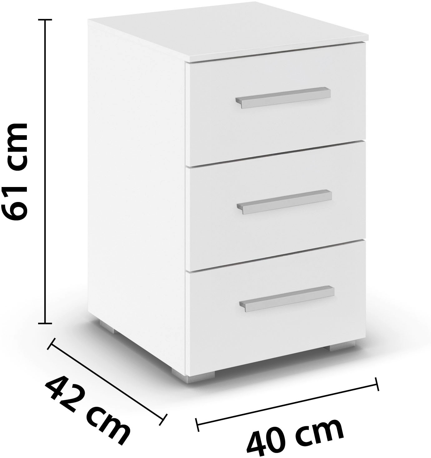 rauch Nachtkommode »Nachttisch Nachtkonsole Nachtschrank KOLUNA mit Dekorfront«, (Breite 40 cm), mit 3 geräumigen Schubladen für viel Stauraum MADE IN GERMANY