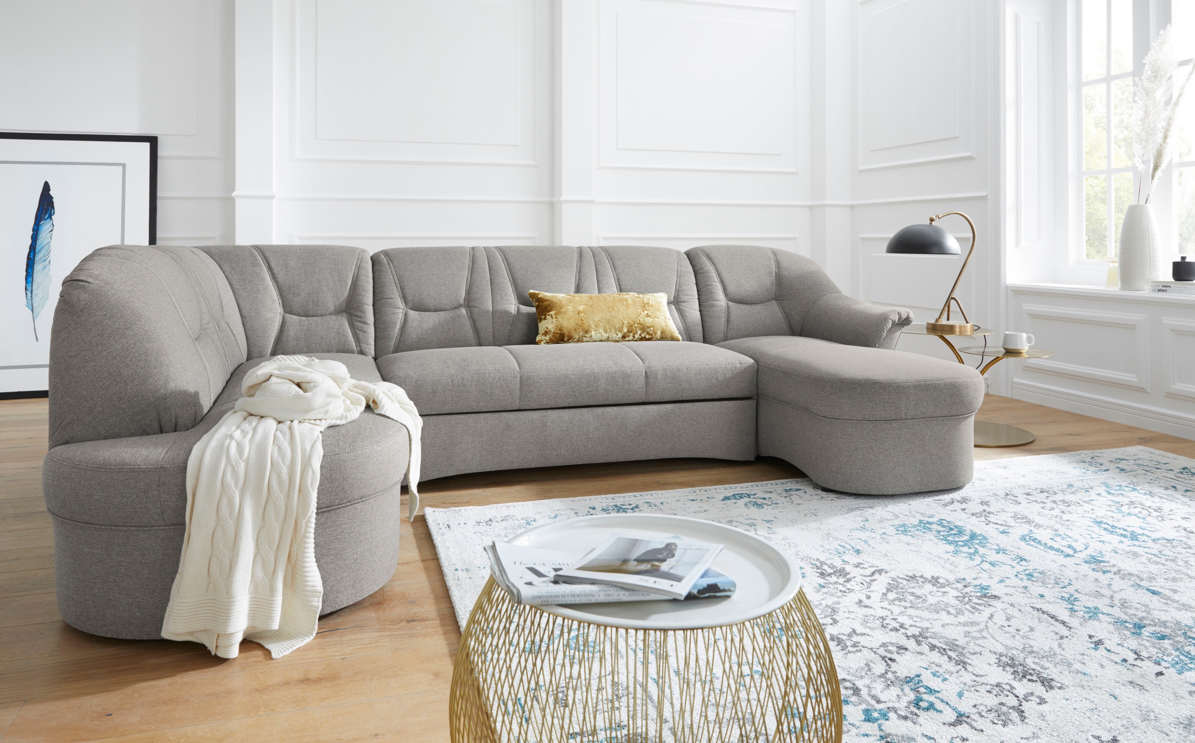 DOMO collection Wohnlandschaft »Sarafina, zeitlos und komfortabel, optional mit Federkern, U-Form«, wahlweise mit Bettfunktion