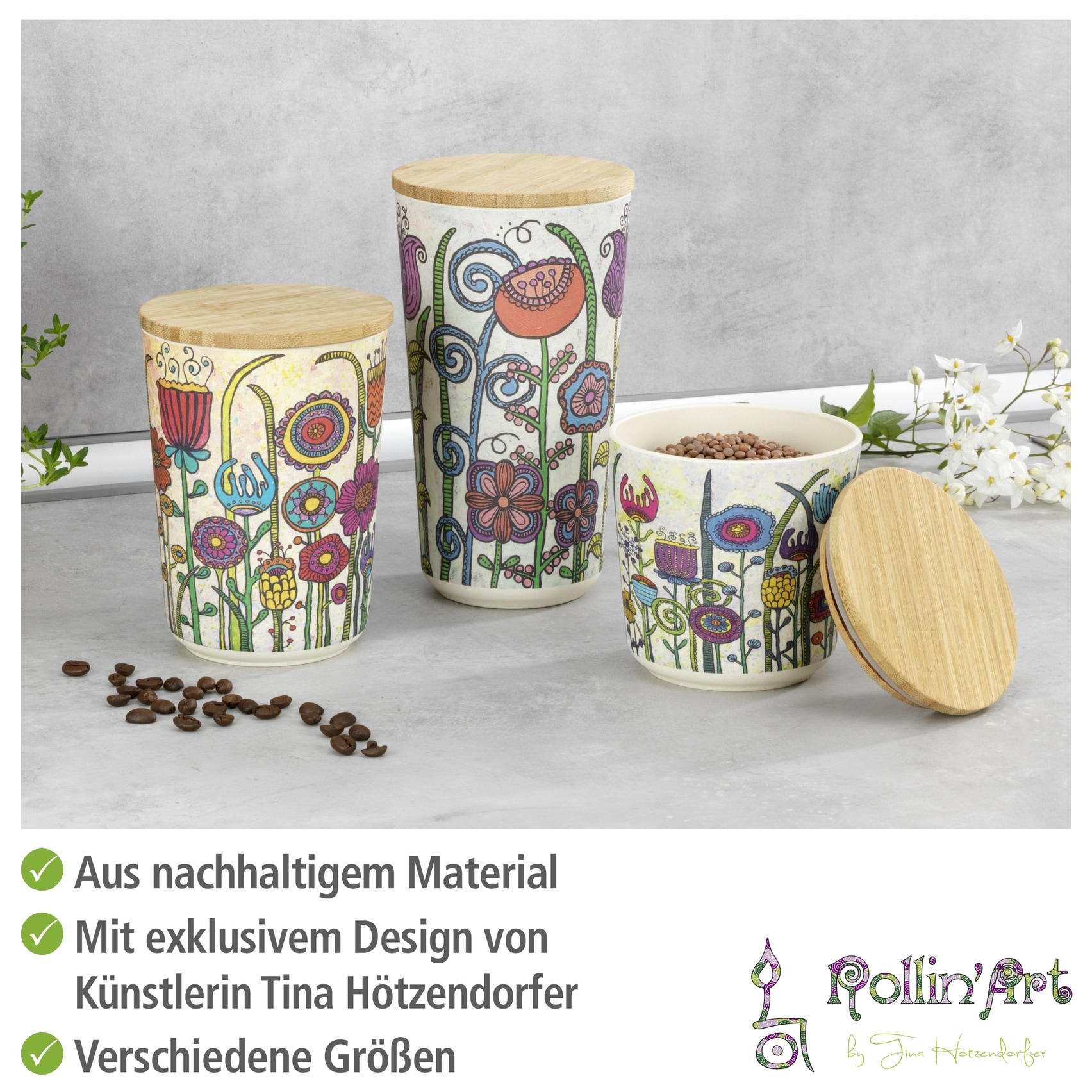 WENKO Aufbewahrungsdose »Modell Garden« aus Biokunststoff, mit Bambusdeckel, FSC-zertifiziert