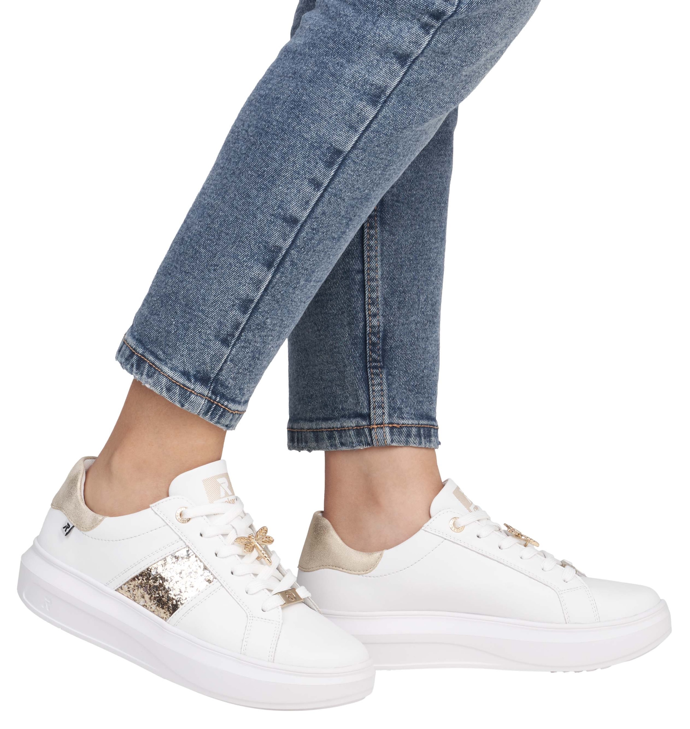 RIEKER Sport Plateausneaker  mit stylischen Metallic-Details, Freizeitschuh, Halbschuh, Schnürschuh