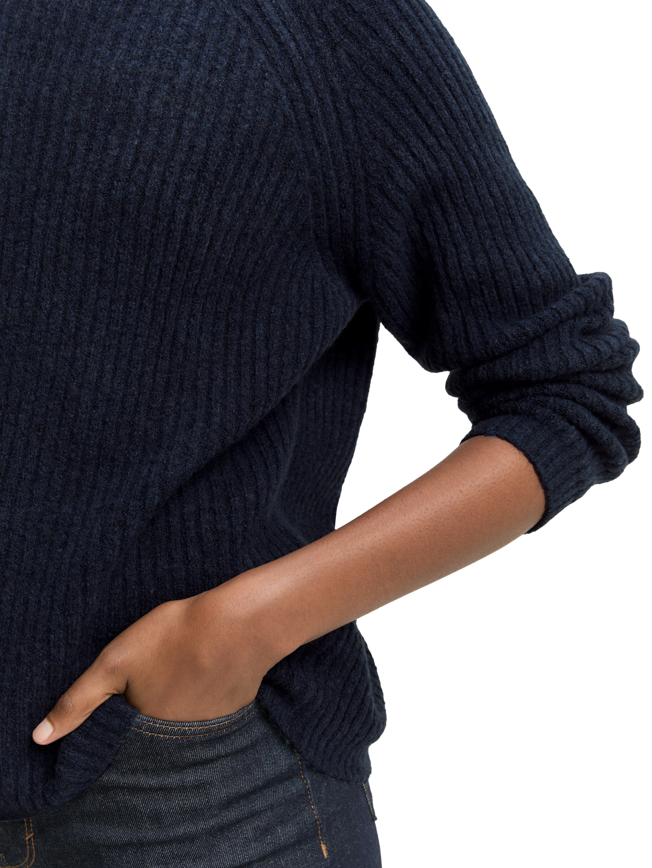 TOM TAILOR Denim Strickpullover mit Stehkragen