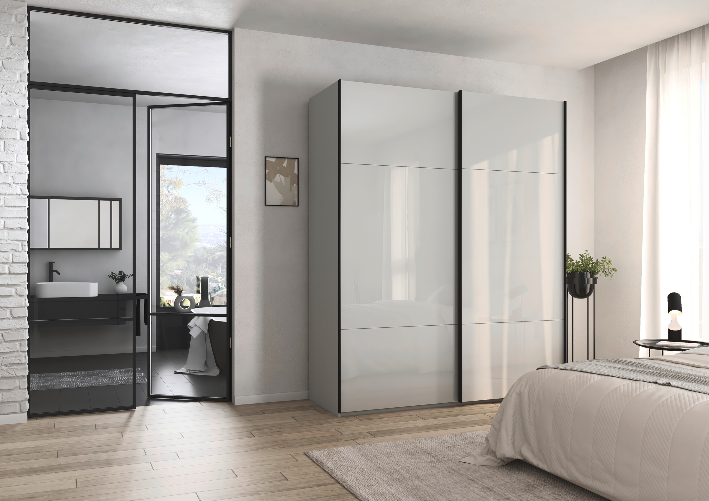 rauch Schwebetürenschrank »Kleiderschrank Schrank Garderobe Schlafzimmerschrank CONTIDO«, (in 3 verschiedenen Ausstattungen BASIC/CLASSIC/PREMIUM), aus hochwertigem Material in 6 Breiten 2 Griff-Farben MADE IN GERMANY