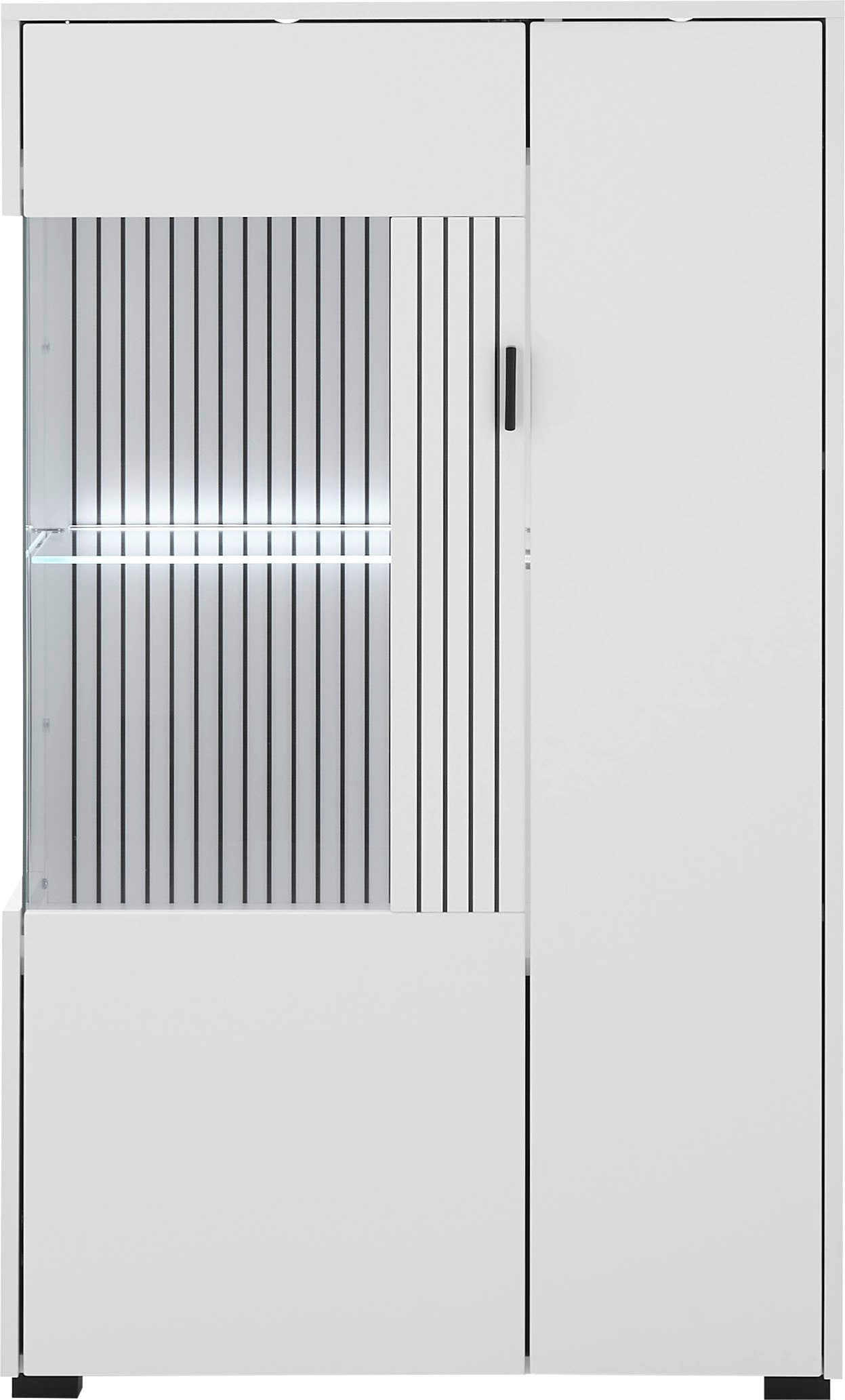 INOSIGN Vitrine »Hudson, Stauraumvitrine«, in moderner Trendfarbe, Griffe aus Metall (Schwarz), Höhe 125 cm