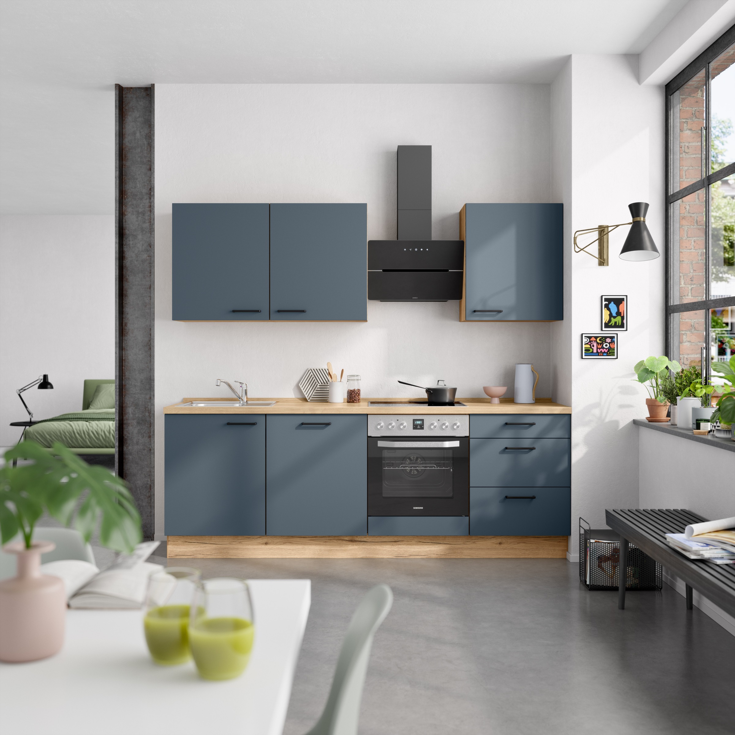 nobilia® Küchenzeile »"Easytouch II"« vormontiert, Ausrichtung wählbar, Breite 240 cm, wahlw. mit E-Geräten