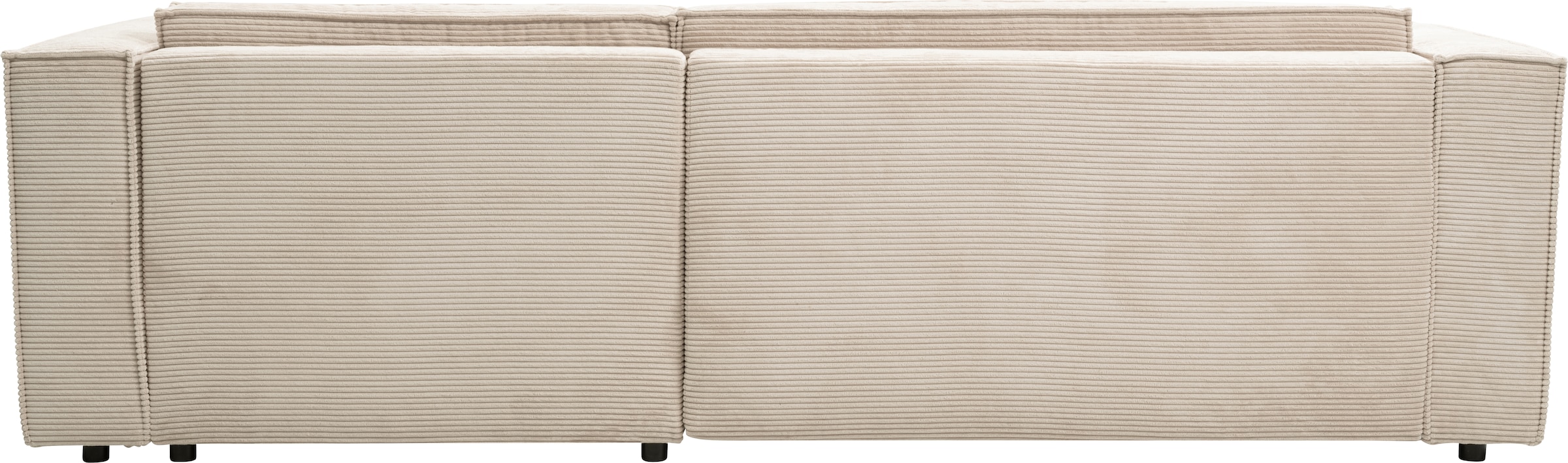 WERK2 Ecksofa »Atlanta-New, modernes Design, Stellmaße 280x147cm, L-Form, Kedernaht« hoher Komfort, Schlaffunktion & Bettkasten, Cord, Natur