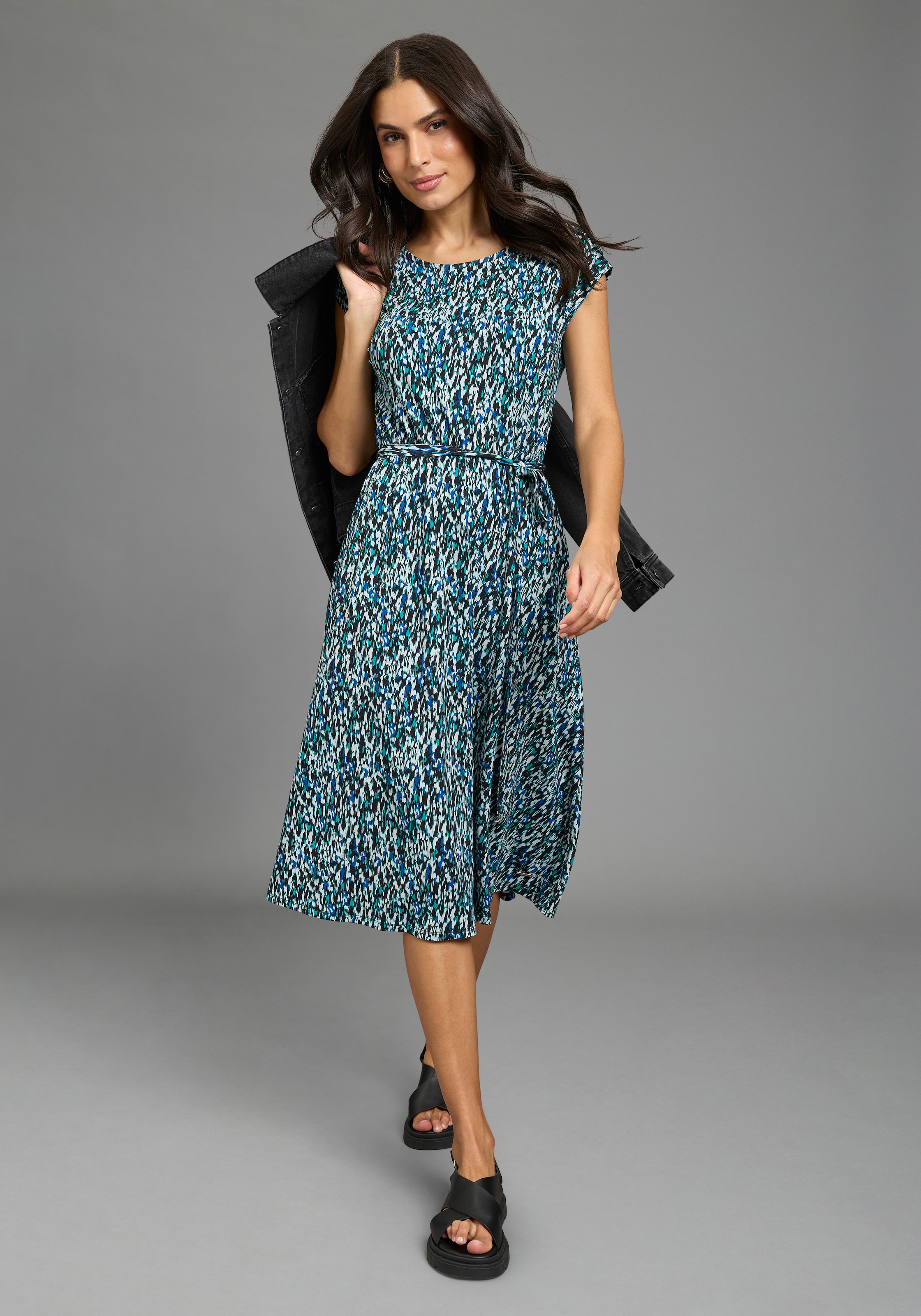 Laura Scott Jerseykleid Midi-Länge, aus Jersey-Material, gemustert