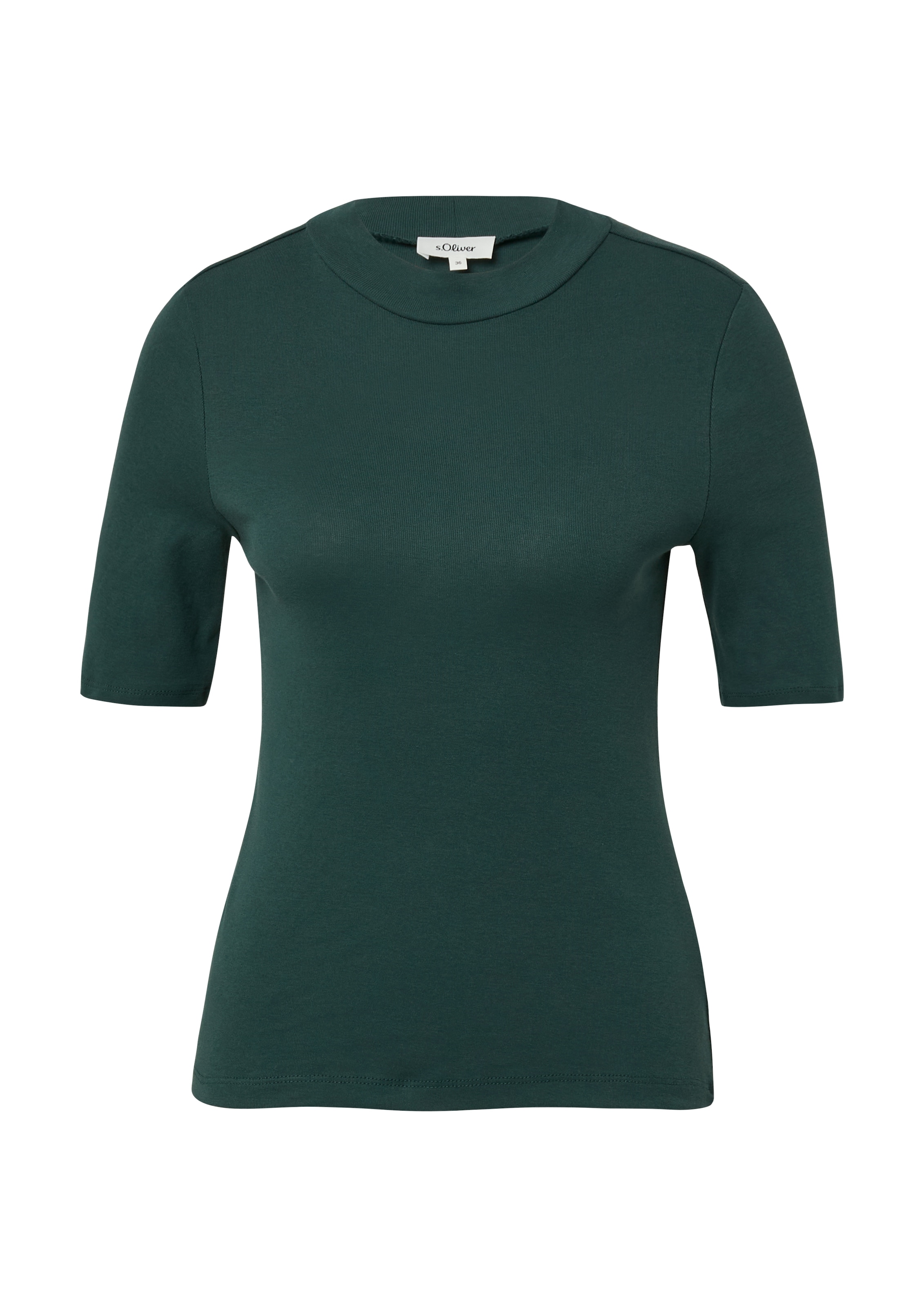 s.Oliver T-Shirt Sommershirt mit Stehkragen und in Ripp-Optik