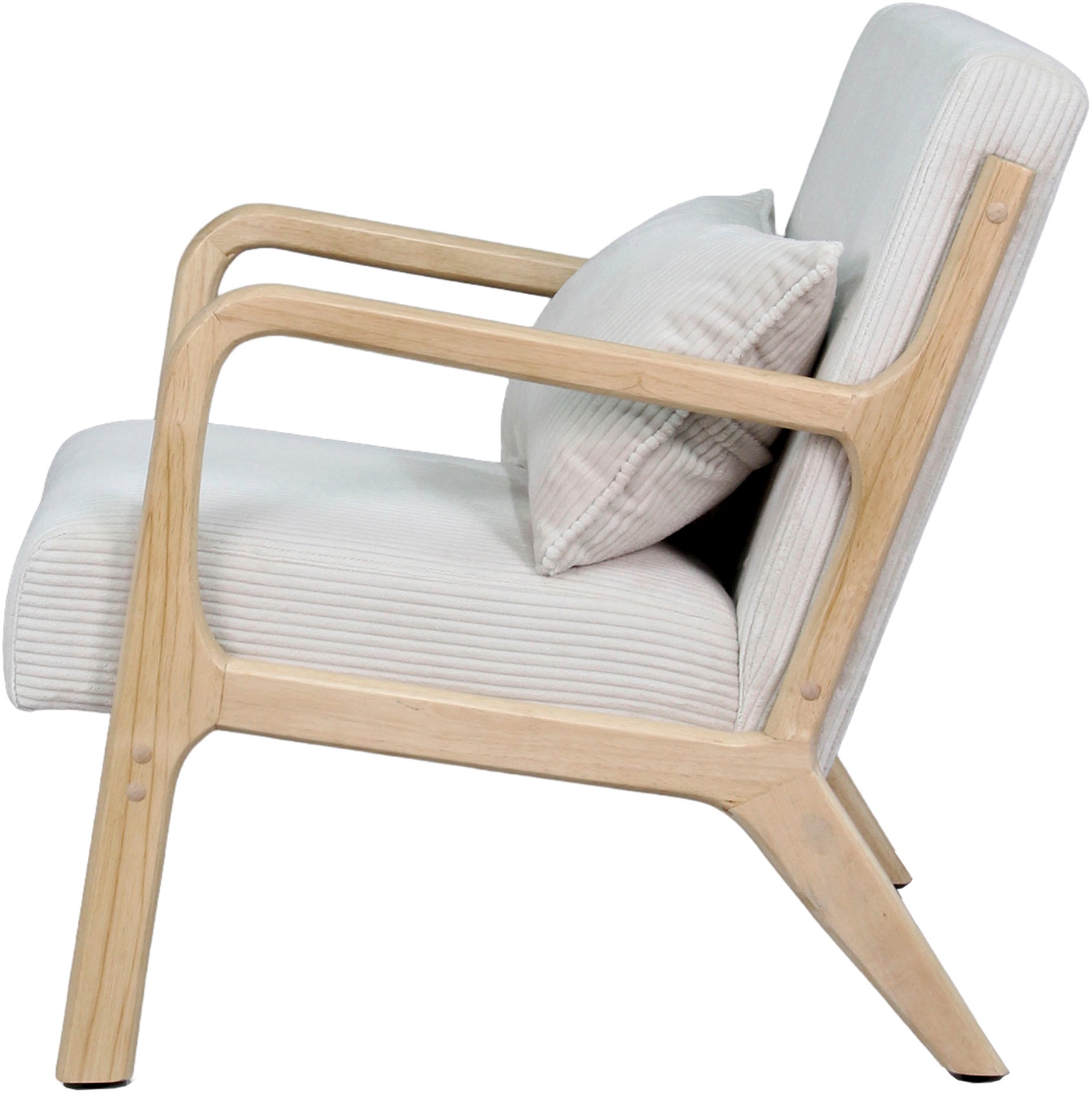 byLIVING Sessel »NOHR« Grob-Cord, Gestell Massivholz Rubberwood, Separates Zierkissen