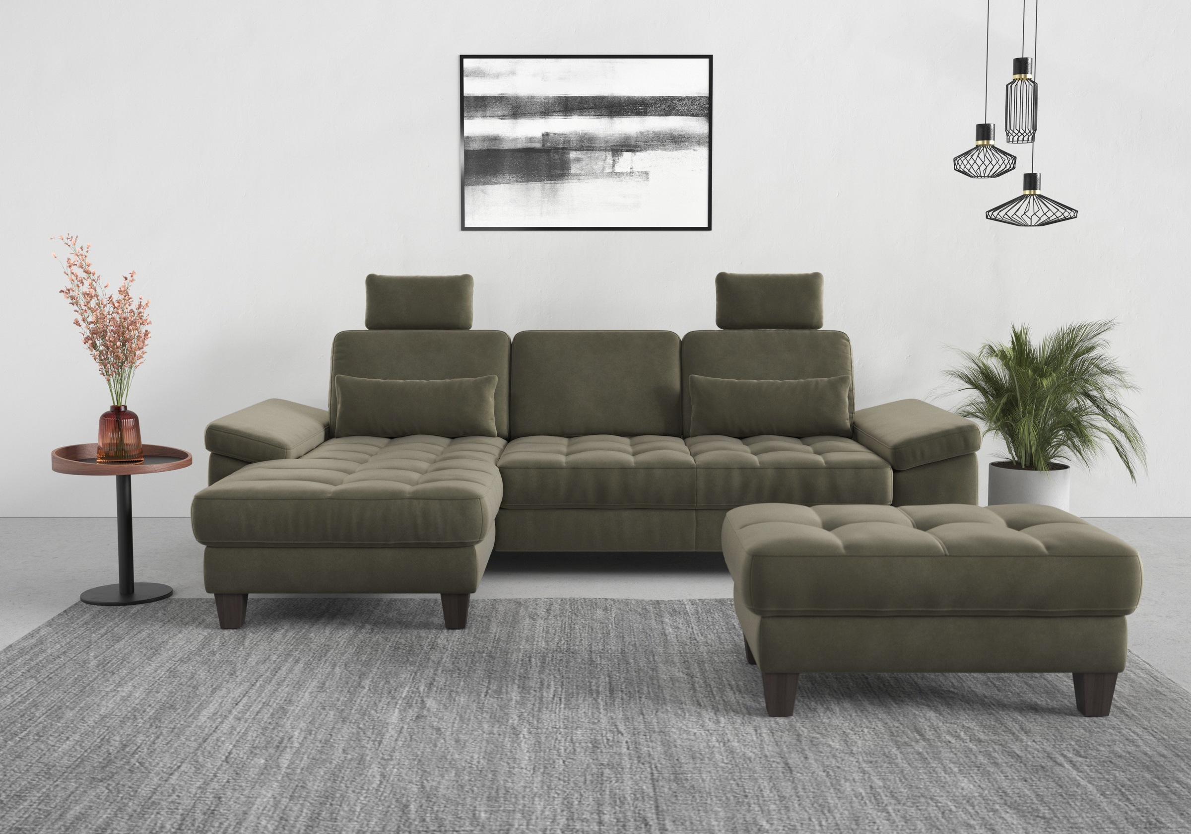 sit&more Ecksofa »Westham L-Form«, Recamiere, mit oder ohne Bettfunktion, Bettkasten, Füße wengefarben