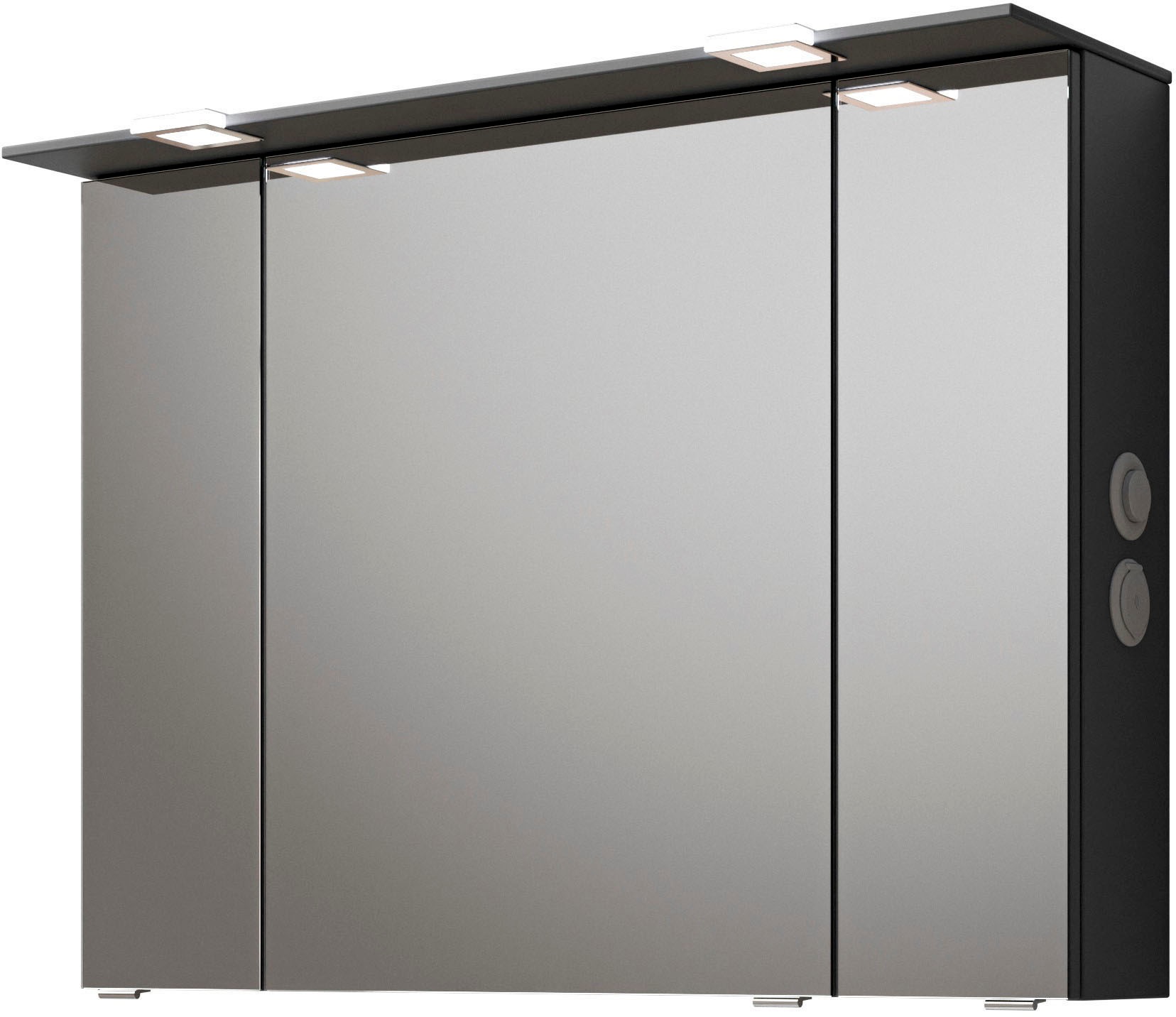 Saphir Badmöbel-Set »Serie 6025 2-teilig Mineralmarmor-Waschtisch mit LED-Spiegelschrank«, (2 St.), Waschplatz 97 cm breit, 2 Schubladen, 3 Spiegel-Türen, inkl Türdämpfer