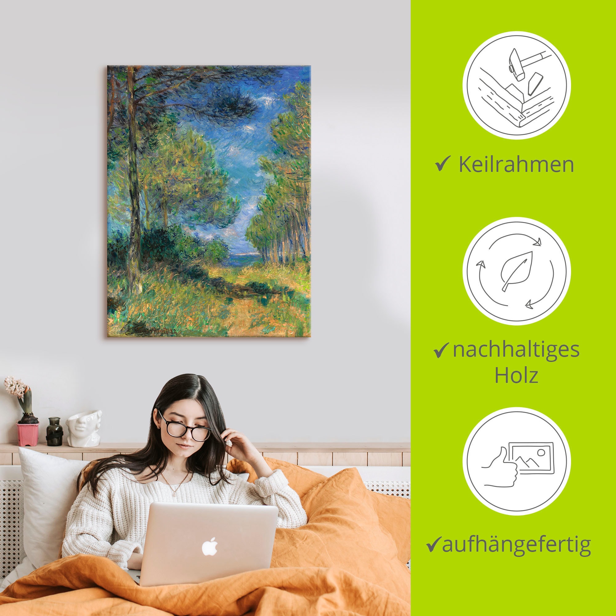 Artland Leinwandbild »Nadelbäume in Varengeville. 1882« Wiesen & Bäume 1 Stk. tlg. auf Holzrahmen gespannt