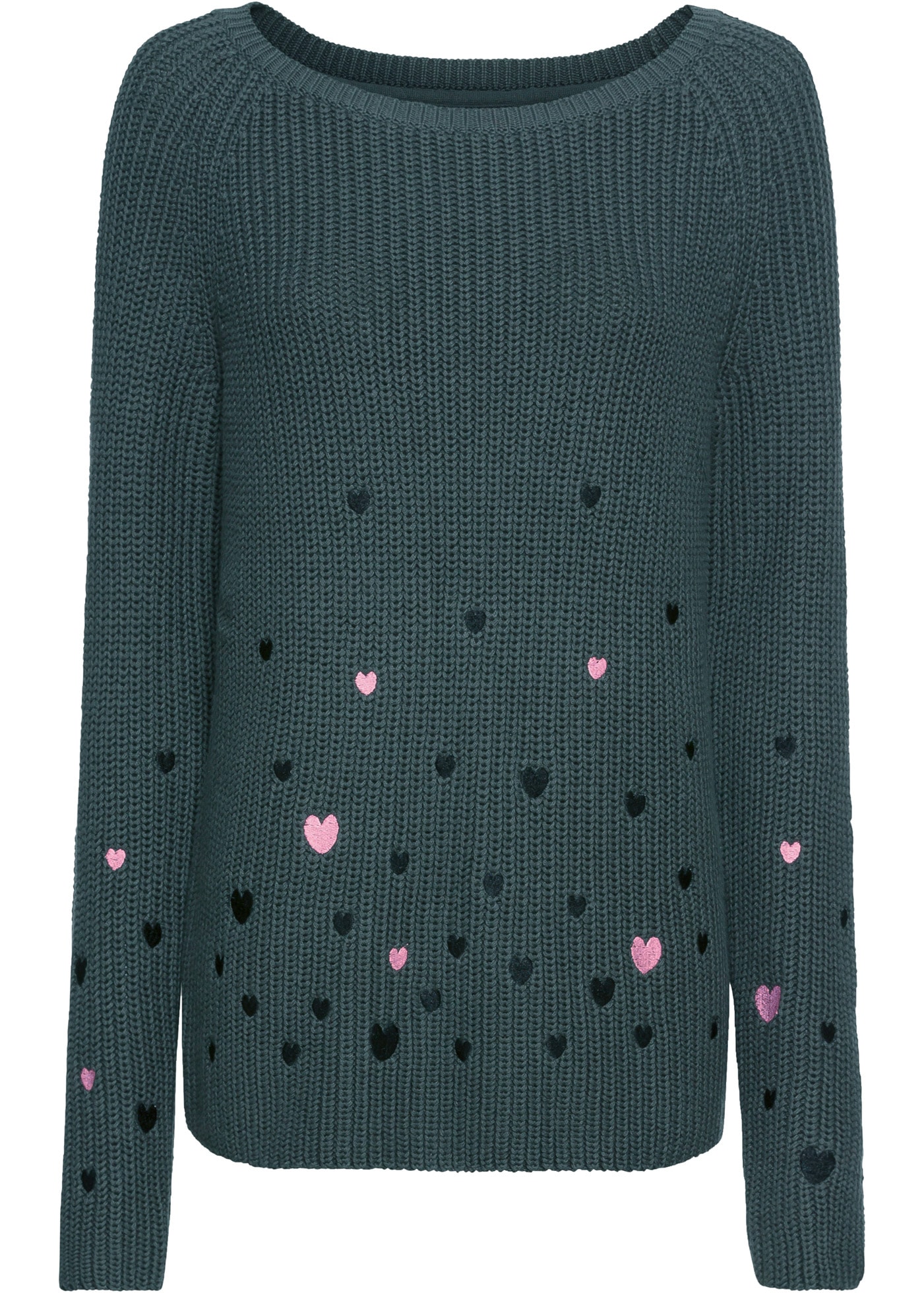 bonprix Strickpullover aus Baumwolle und Polyacryl, weiter Rundhalsausschnitt