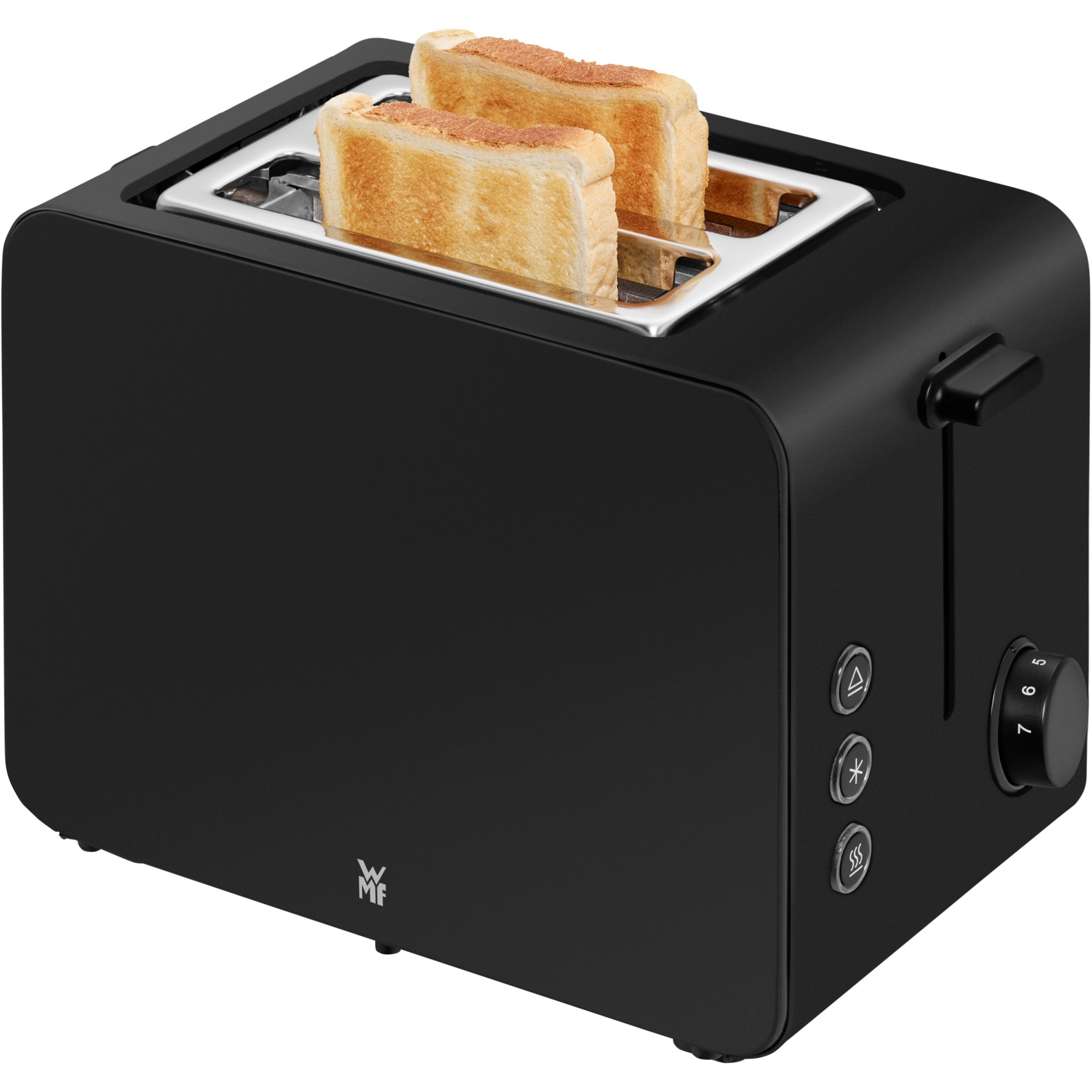 WMF Toaster »Stelio Deep Black«, 2 kurze Schlitze, 900 W, 7 Bräunungsstufen, Cromargan, Brotzentrierung, Brötchenwärmer, 900 W