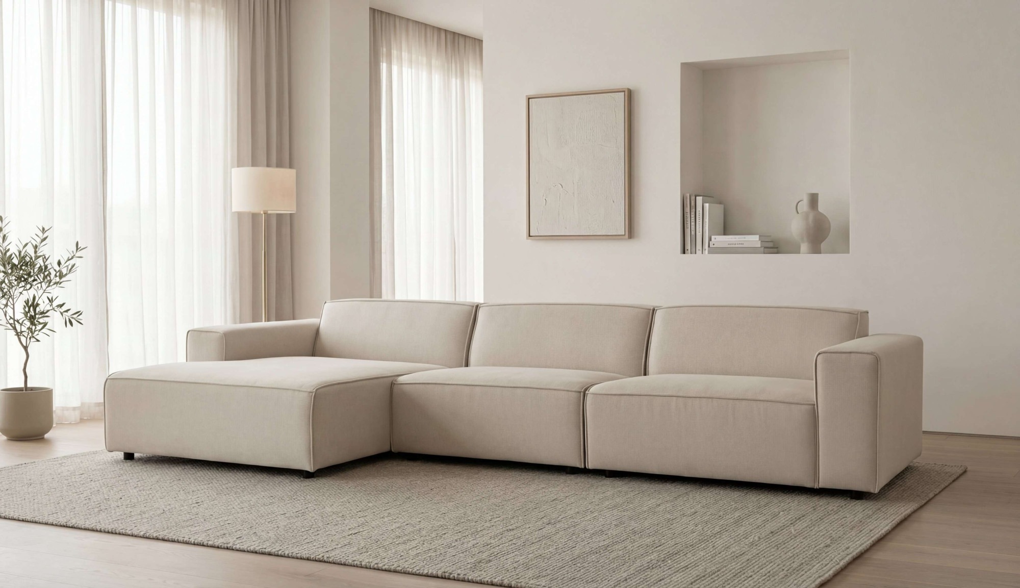 OTTO home Ecksofa »Jorrena, extra weicher Chenille-Stoff« L-Form, 3 Komfortstufen, Breite 316 cm, mit Wellenunterfederung