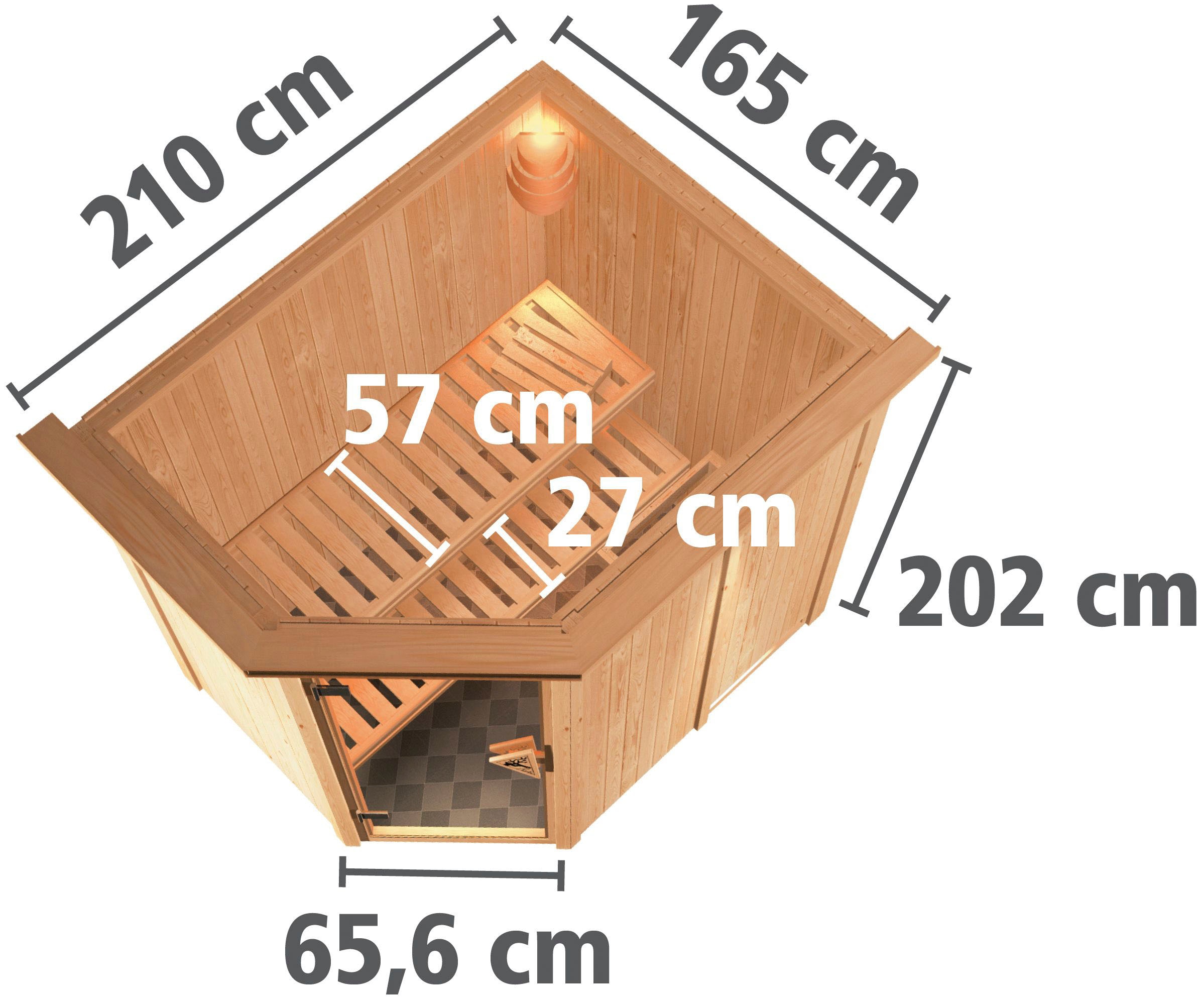Karibu Sauna »Clara«, 9 KW-Ofen mit externer Steuerung