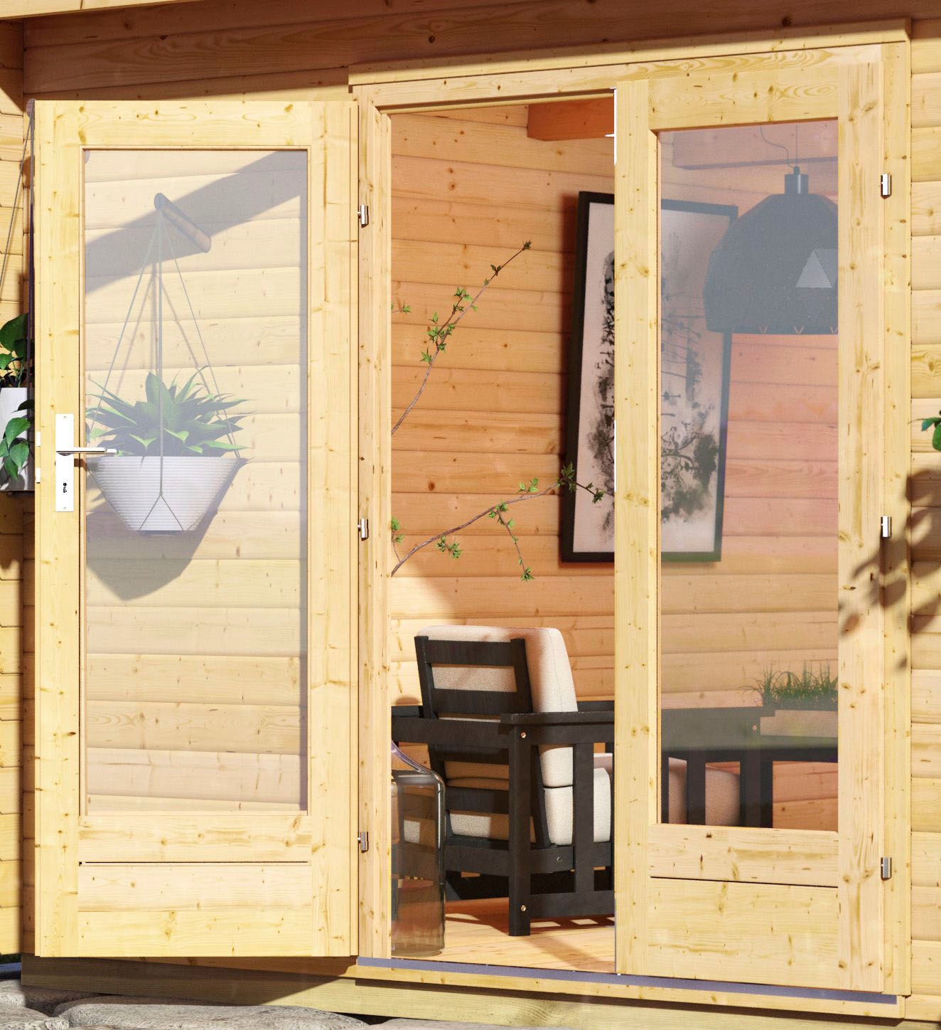 KONIFERA Saunahaus »Maiko 5 SET B«, naturbelassen, mit Ofen 9 kW Bio ext.Steuerung