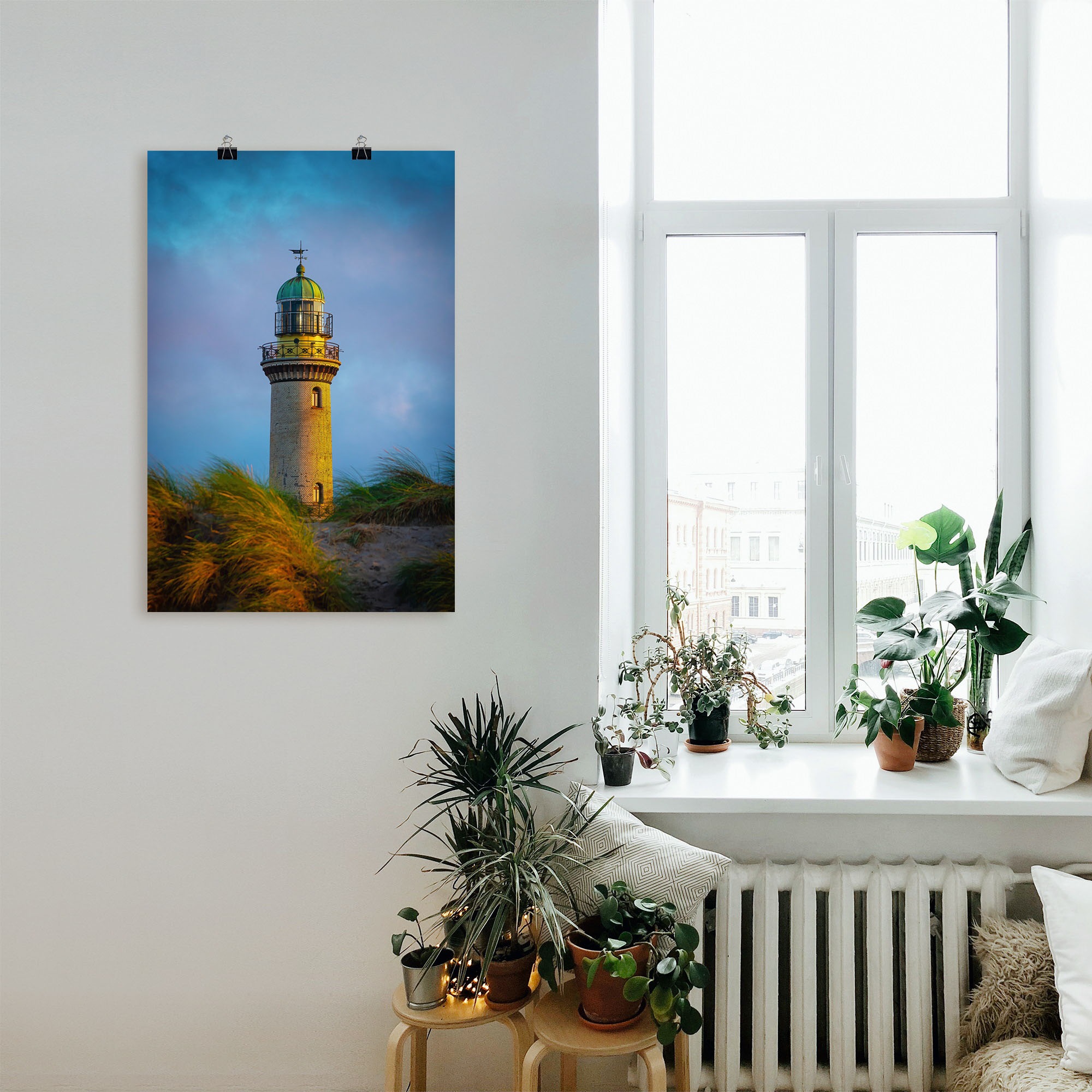 Artland Wandbild »Leuchtturm in Warnemünde«, Gebäude, (1 St.), als Alubild, Leinwandbild, Wandaufkleber oder Poster in versch. Größen