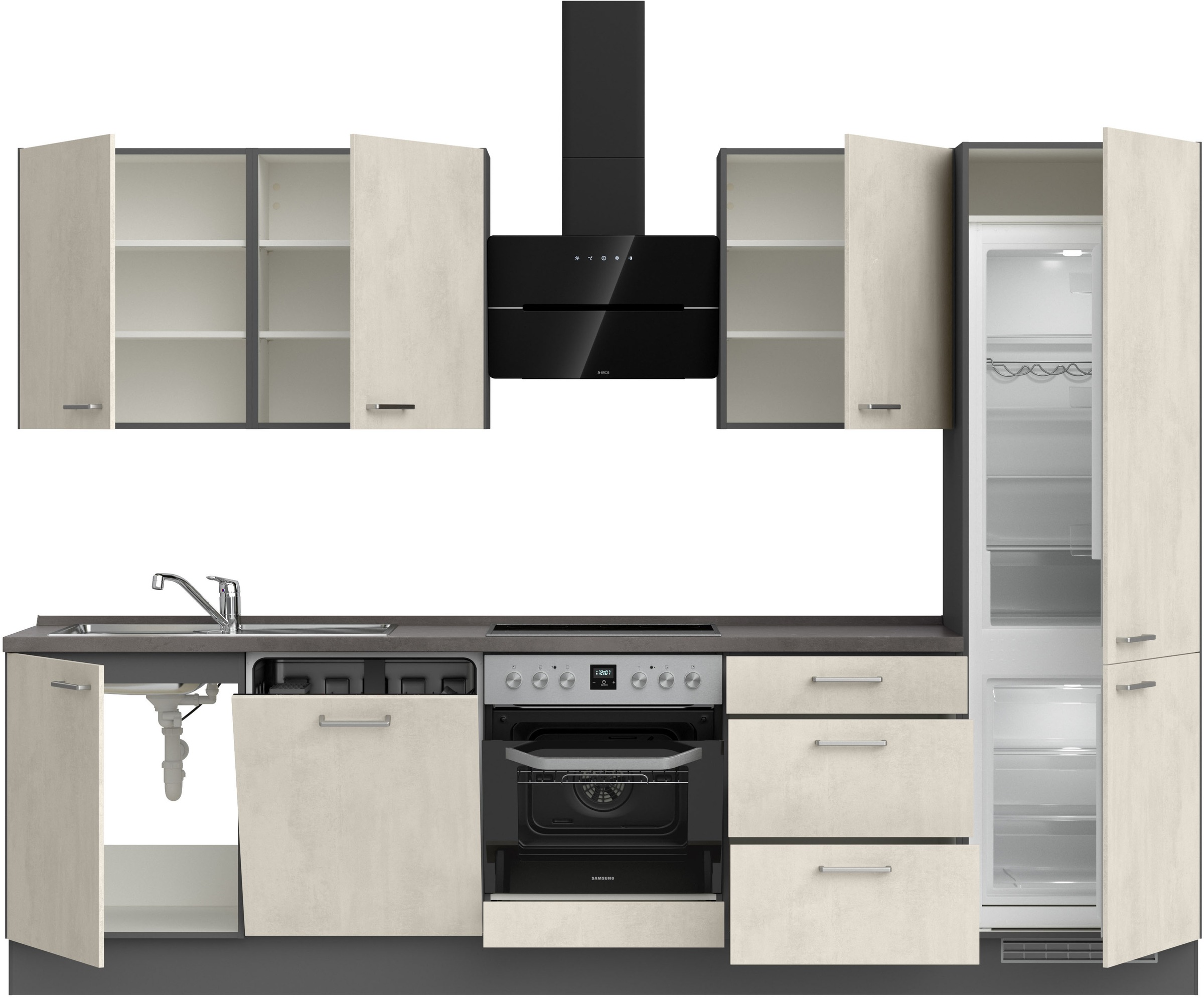 nobilia® Küchenzeile »"Riva II"«, vormontiert, Ausrichtung wählbar, Breite 300 cm, wahlw. mit E-Geräten