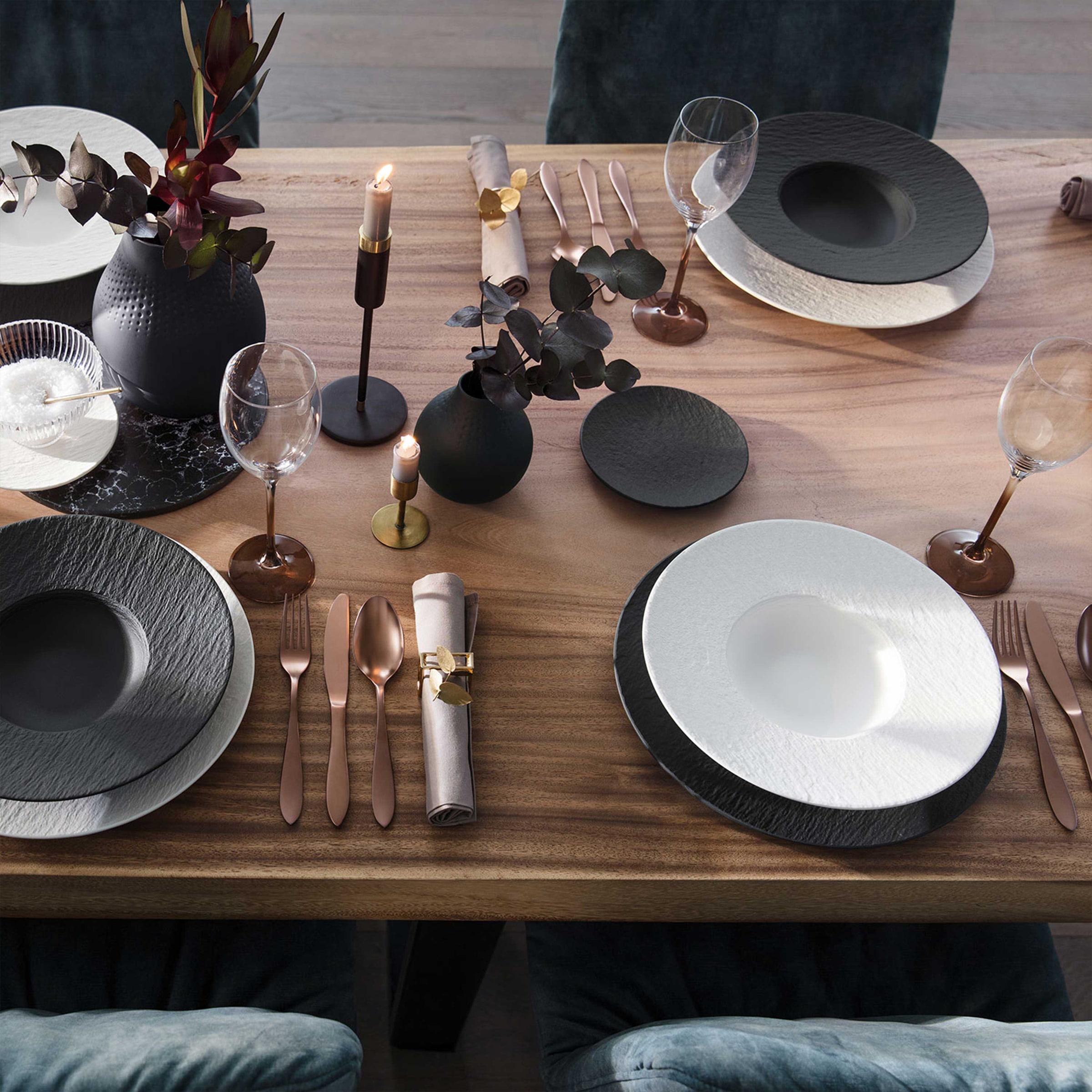 Villeroy & Boch Geschirr-Set »Manufacture Rock Tafelset« Premium Porzellan