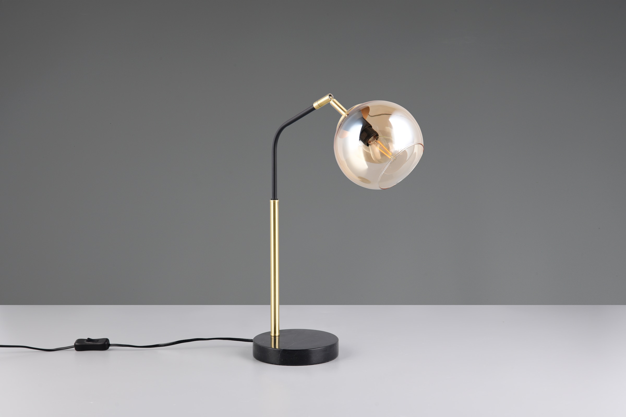 TRIO Leuchten Schreibtischlampe »PAXTON, exkl. 1x E14 max 10W, Leseleuchte Nachttischlampe«, 1 flammig, Leuchtmittel E14 | Leuchtmittel wechselbar, mit Glas Lampenschirm, Schnurschalter, Höhe 45 cm, Tiefe 28 cm