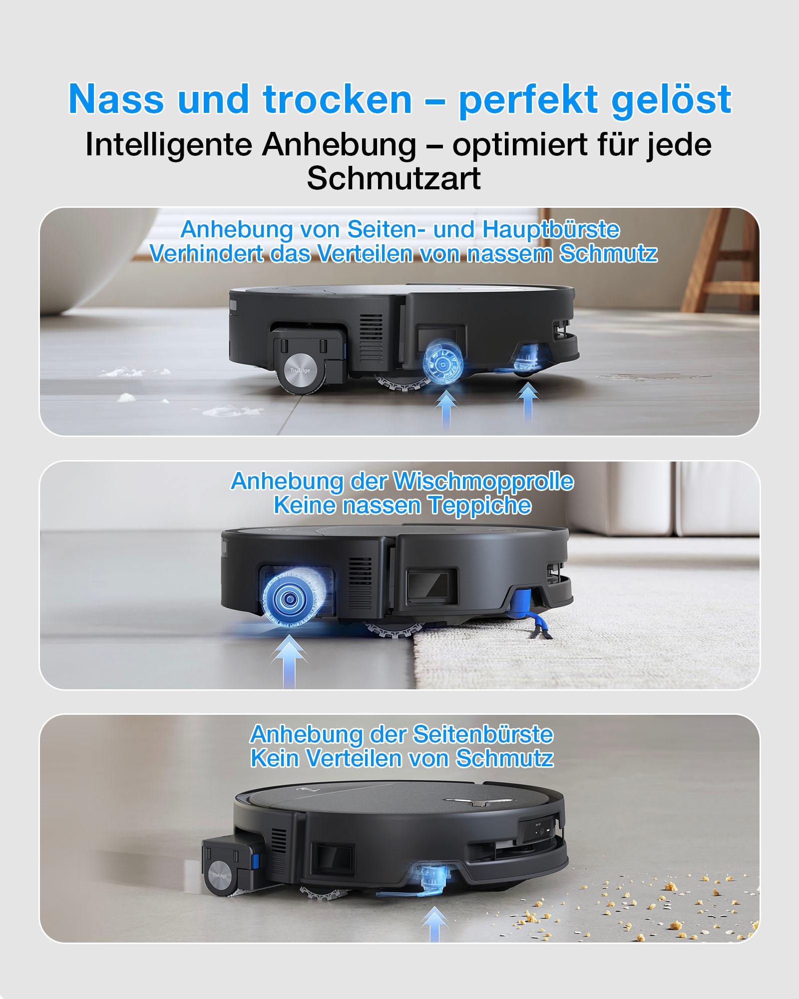 ECOVACS Nass-Trocken-Saugroboter »DEEBOT T80S OMNI (Black), OZMO ROLLER 2.0 Wischtechnologie,« 24.800 Pa Saugleistung, Triple Lift 10 mm