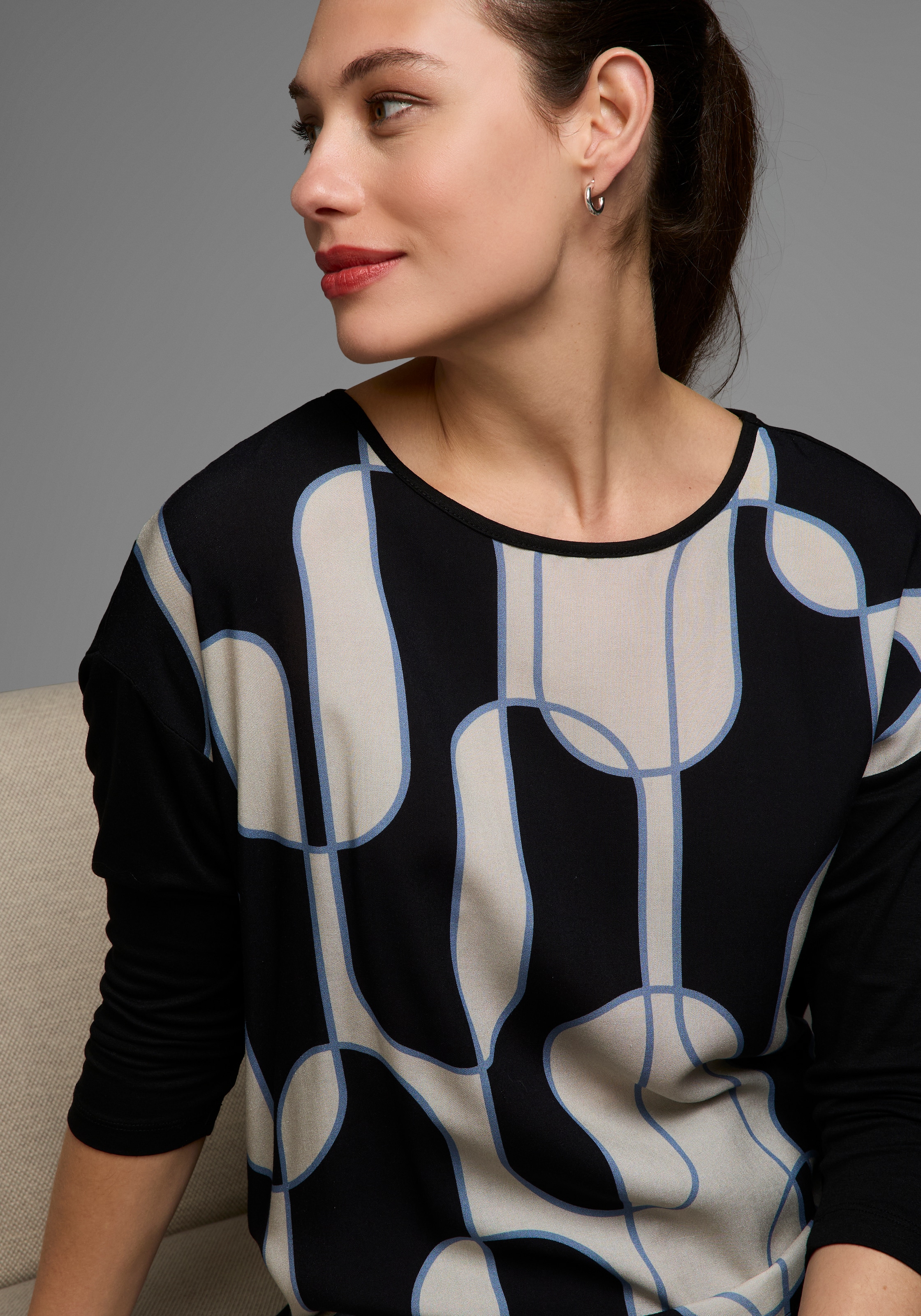 Laura Scott Shirtbluse, mit Grafik-Print im Materialmix - NEUE KOLLEKTION