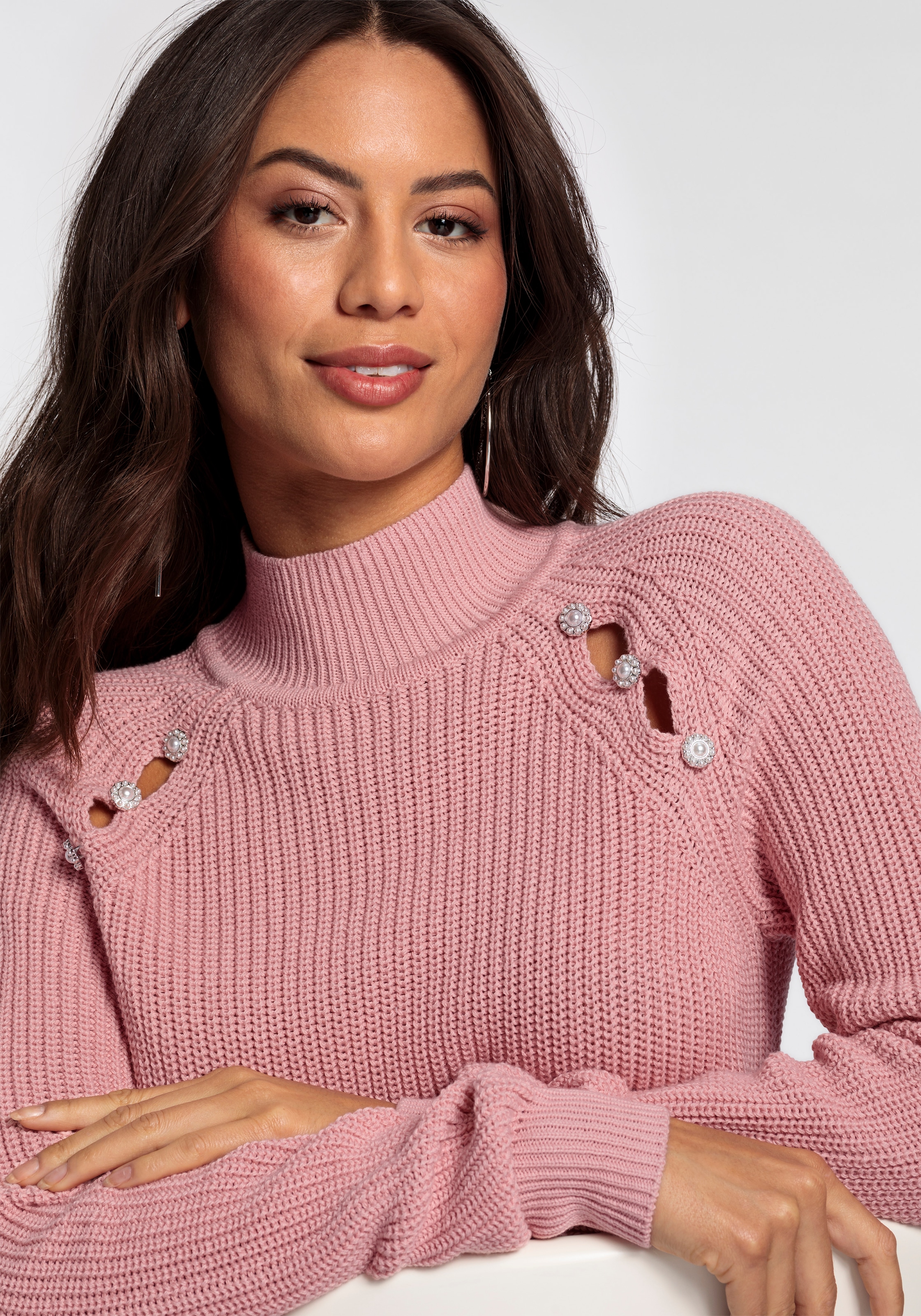 Melrose Stehkragenpullover, mit Cut-Outs - NEUE KOLLEKTION