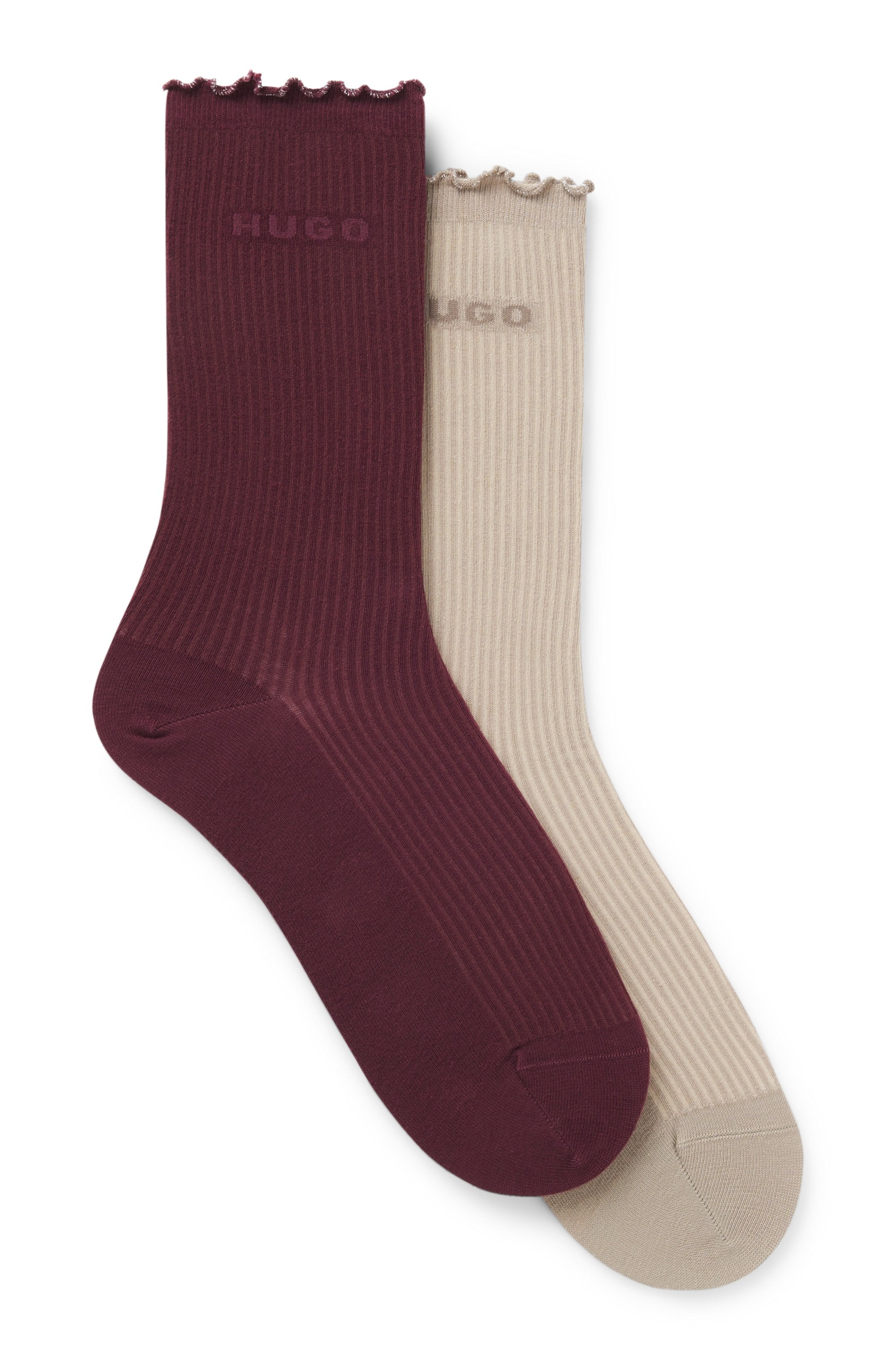 HUGO Underwear Basicsocken »2P RS LETTUCE CC W« 2 Paar tlg. Bund leicht gekräuselt