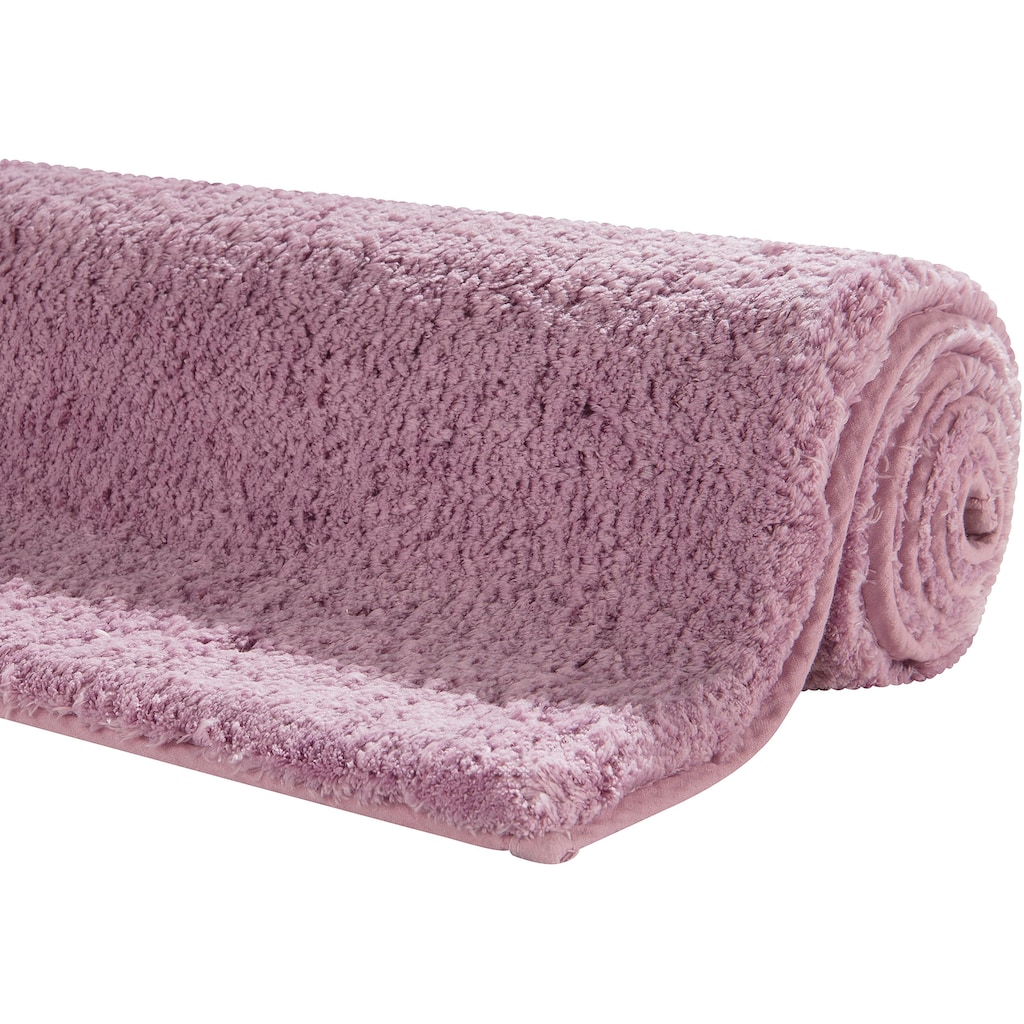 my home Badematte »Jos«, Höhe 22 mm, rutschhemmend beschichtet, fußbodenheizungsgeeignet-schnell trocknend, Badematten in Pastell-Farben, Badteppich als 3 teiliges Set erhältlich