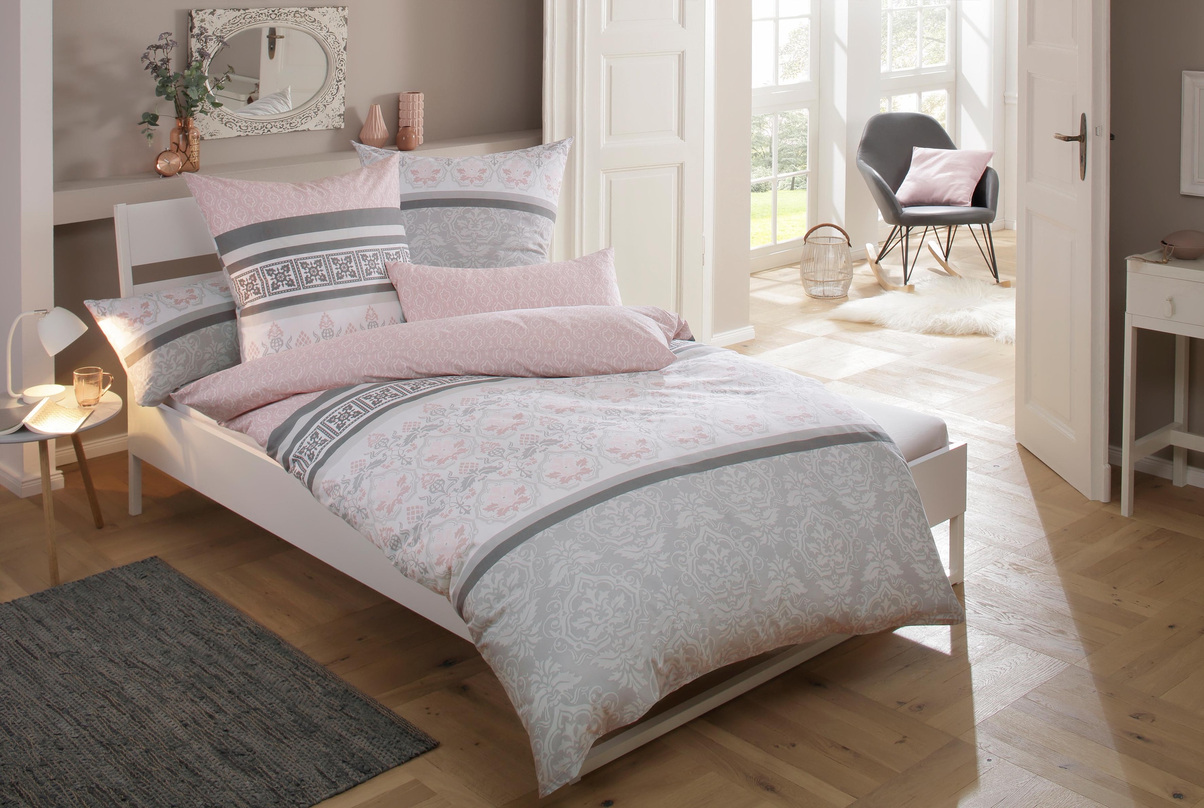 Home affaire Bettwäsche »Cremona in Renforcé, Biber (Flanell) und  PolyCotton Qualität, romantisch, verspielte Ornamente, geeignet im Winter &  Sommer, Landhausstil«, (2 tlg.) bequem und schnell bestellen