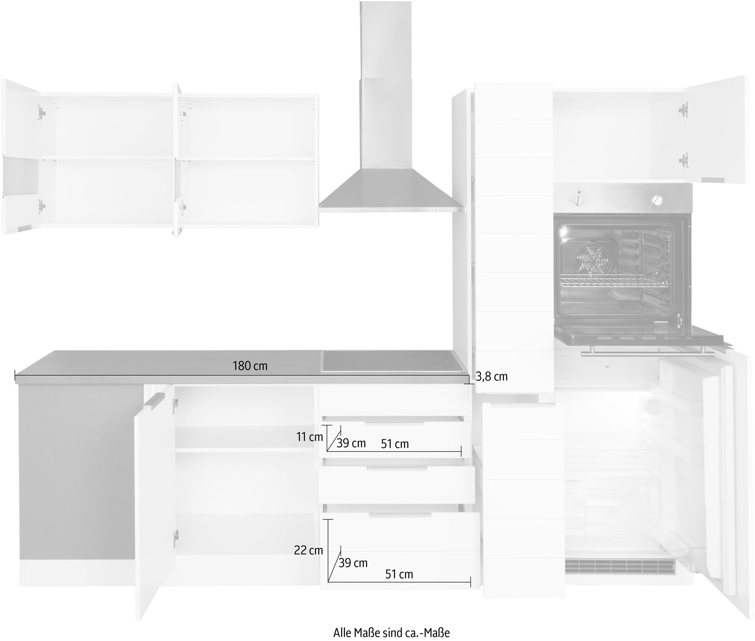 KOCHSTATION Winkelküche »KS-Luhe«, Stellbreite 240x270 cm, wahlweise mit oder ohne E-Geräten, MDF-Fronten