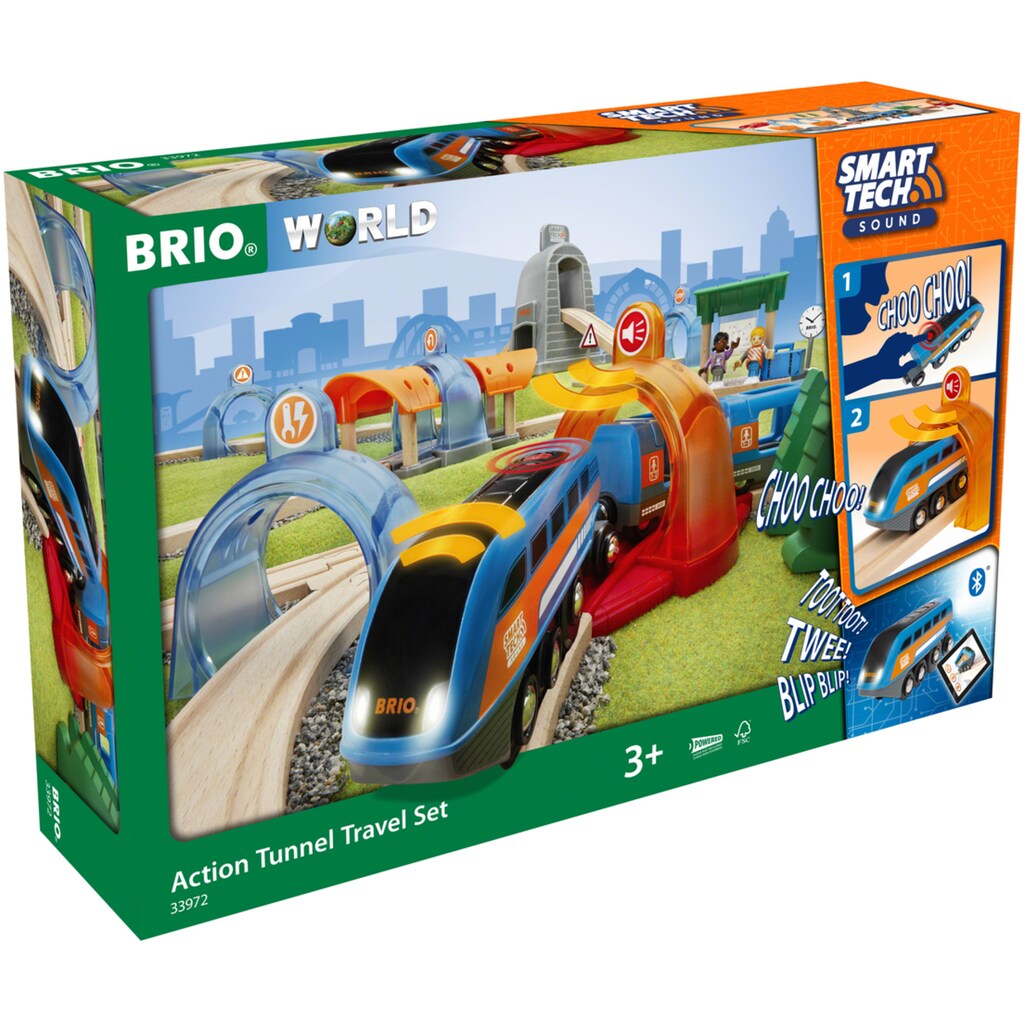 BRIO® Spielzeug-Eisenbahn »BRIO® WORLD, Smart Tech Sound Action Tunnel Reisezug«, (Set)